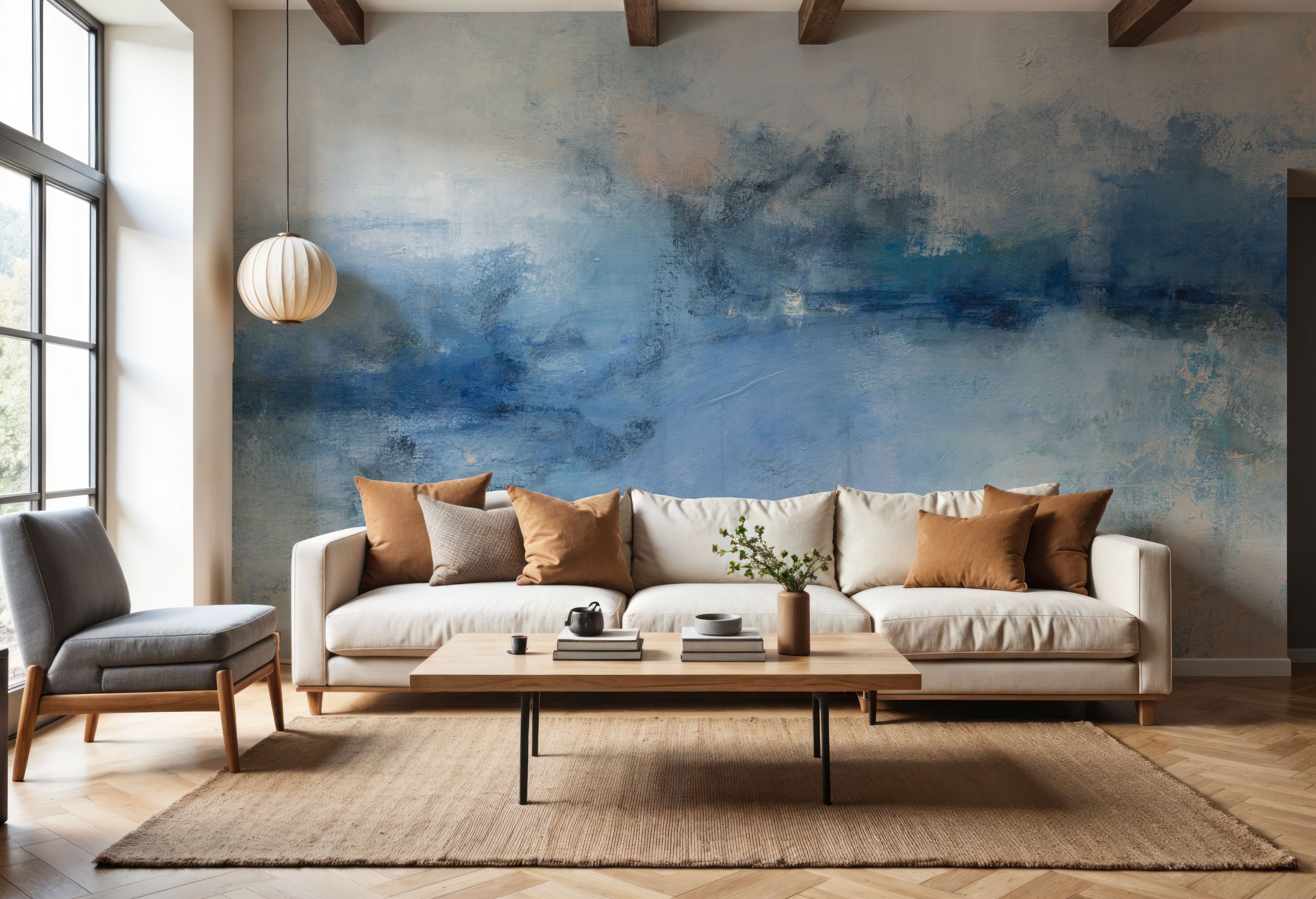 Wall Mural - Seaside Impression - Abstract Sea mural wallpaper - Blue - Bedroom - Wallism US - Premium, Textured or Peel & Stick