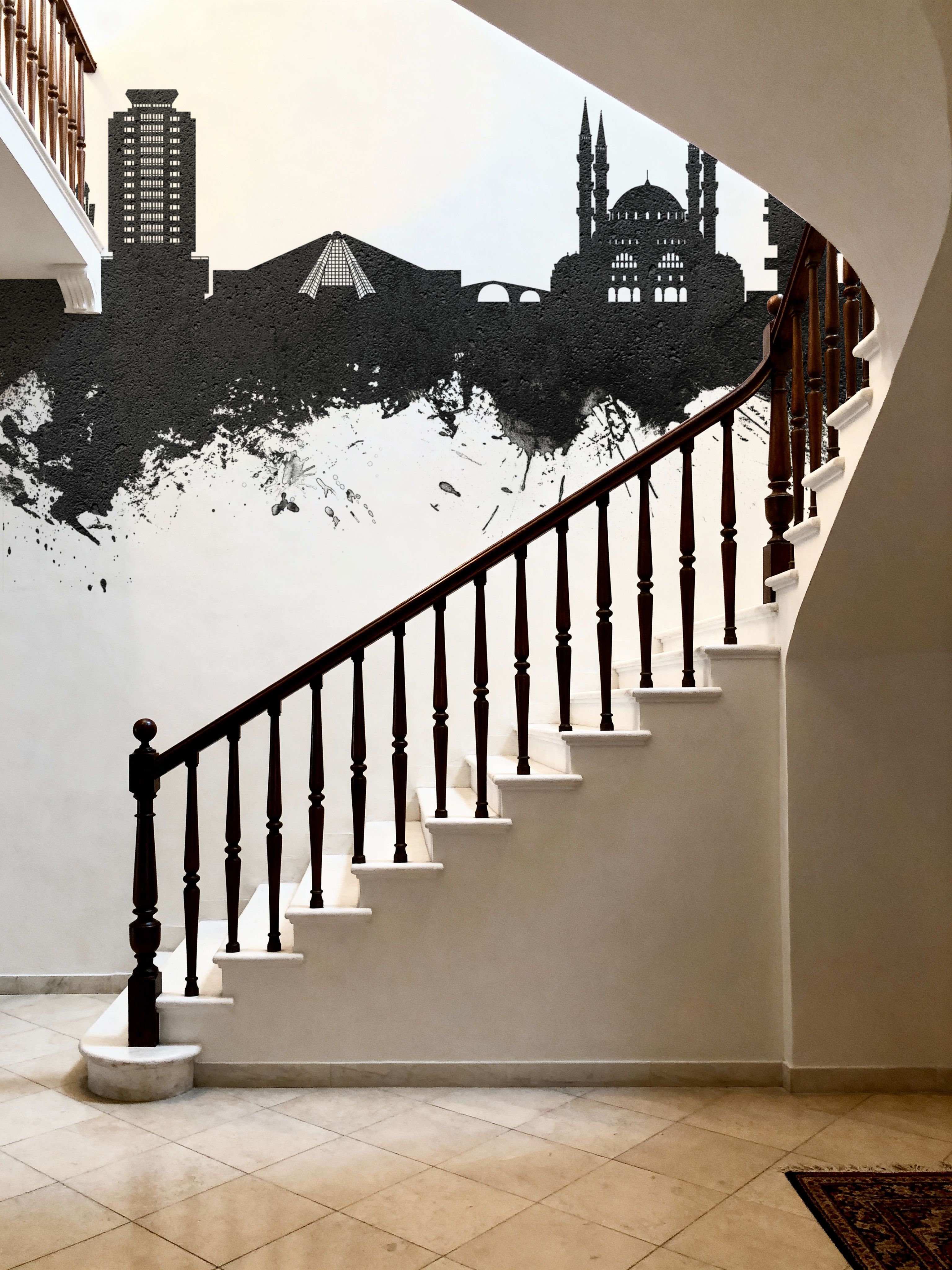 Tirana Skyline Black & White