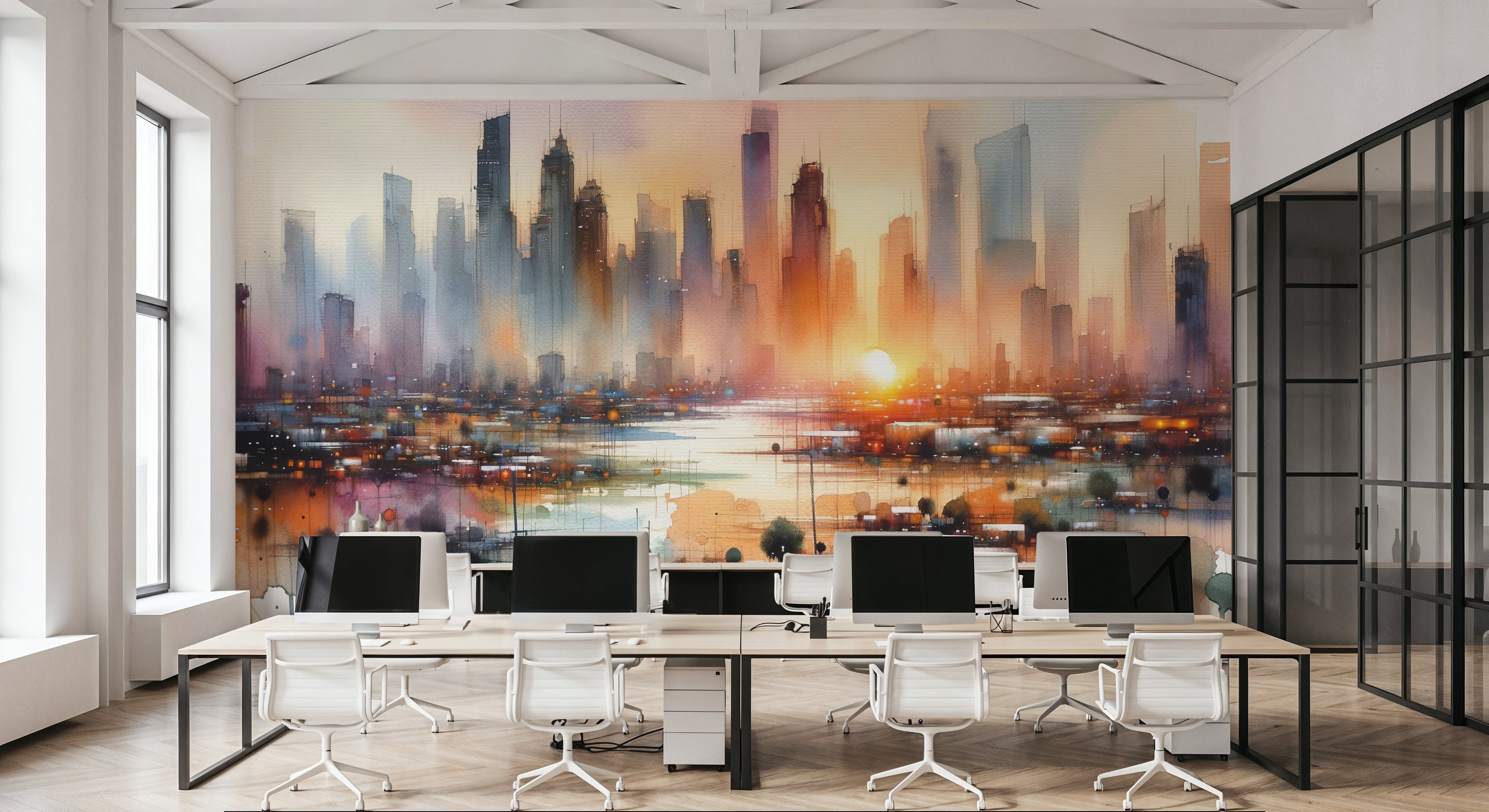 Vibrant Cityscape at Sunset