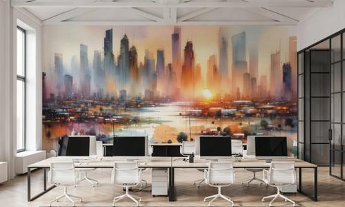 Vibrant Cityscape at Sunset
