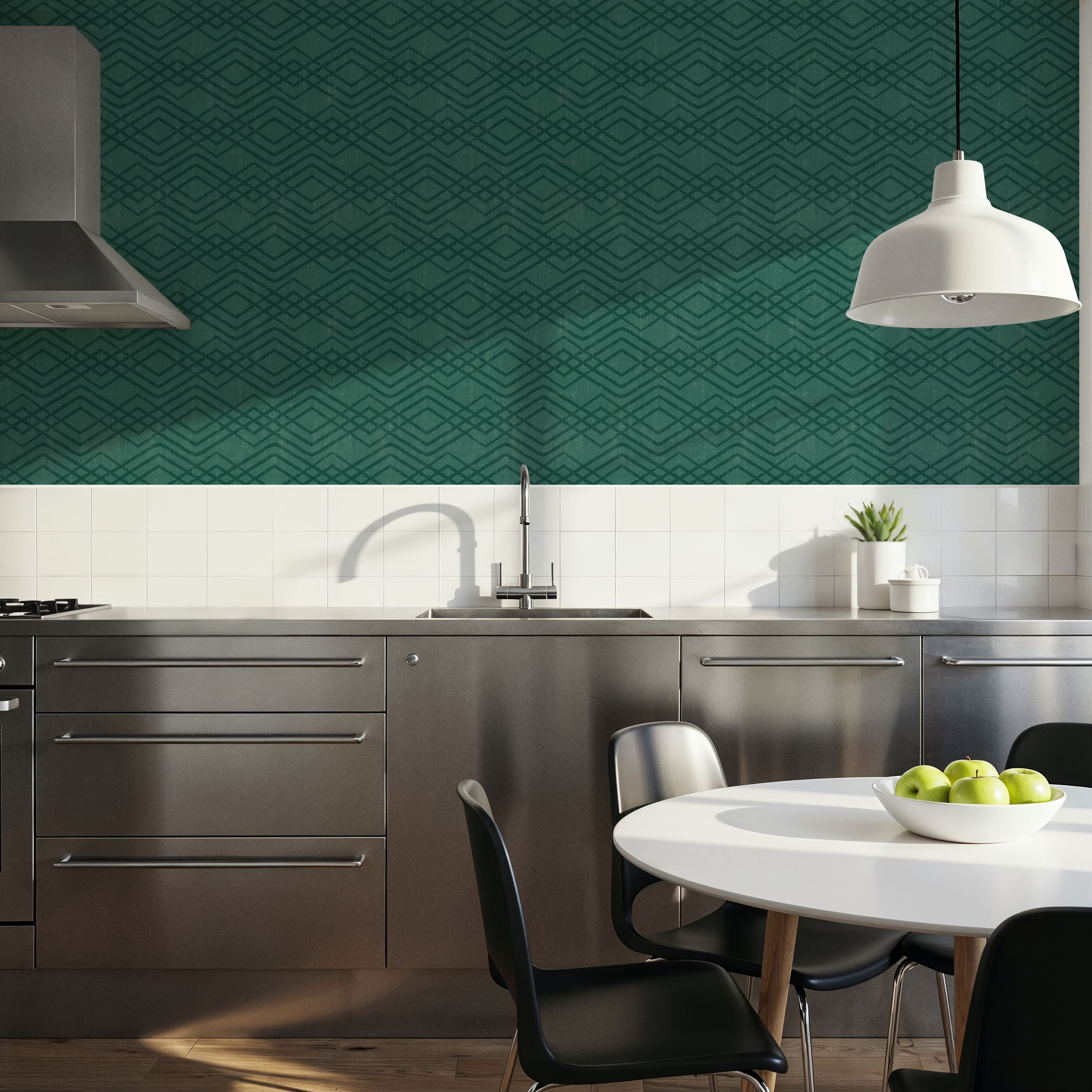 Woodland Waves Tropical Green, Wallpaper