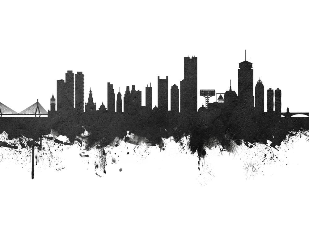 Boston Massachusettes Skyline Black & White