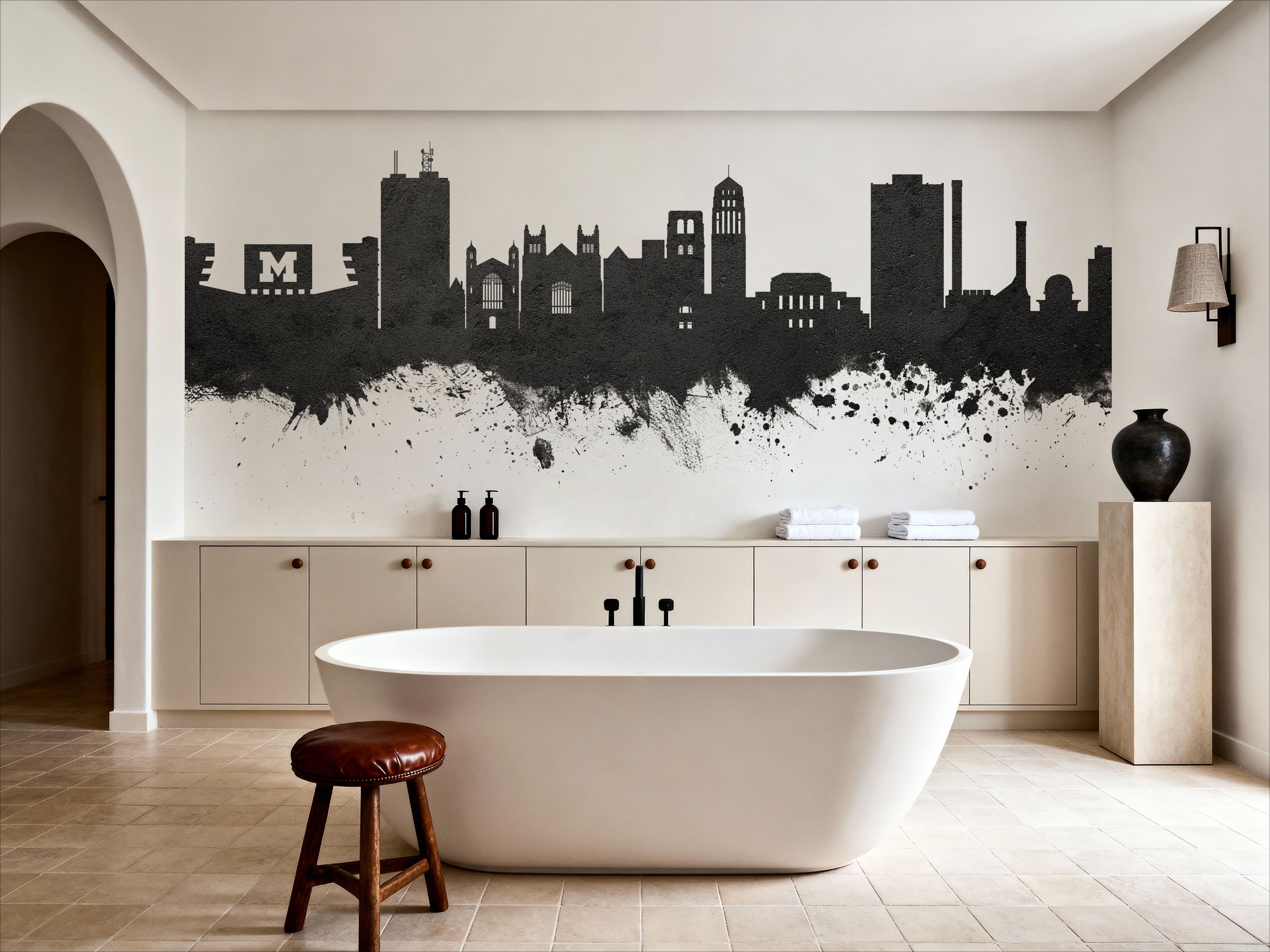 Ann Arbor Michigan Skyline Black & White