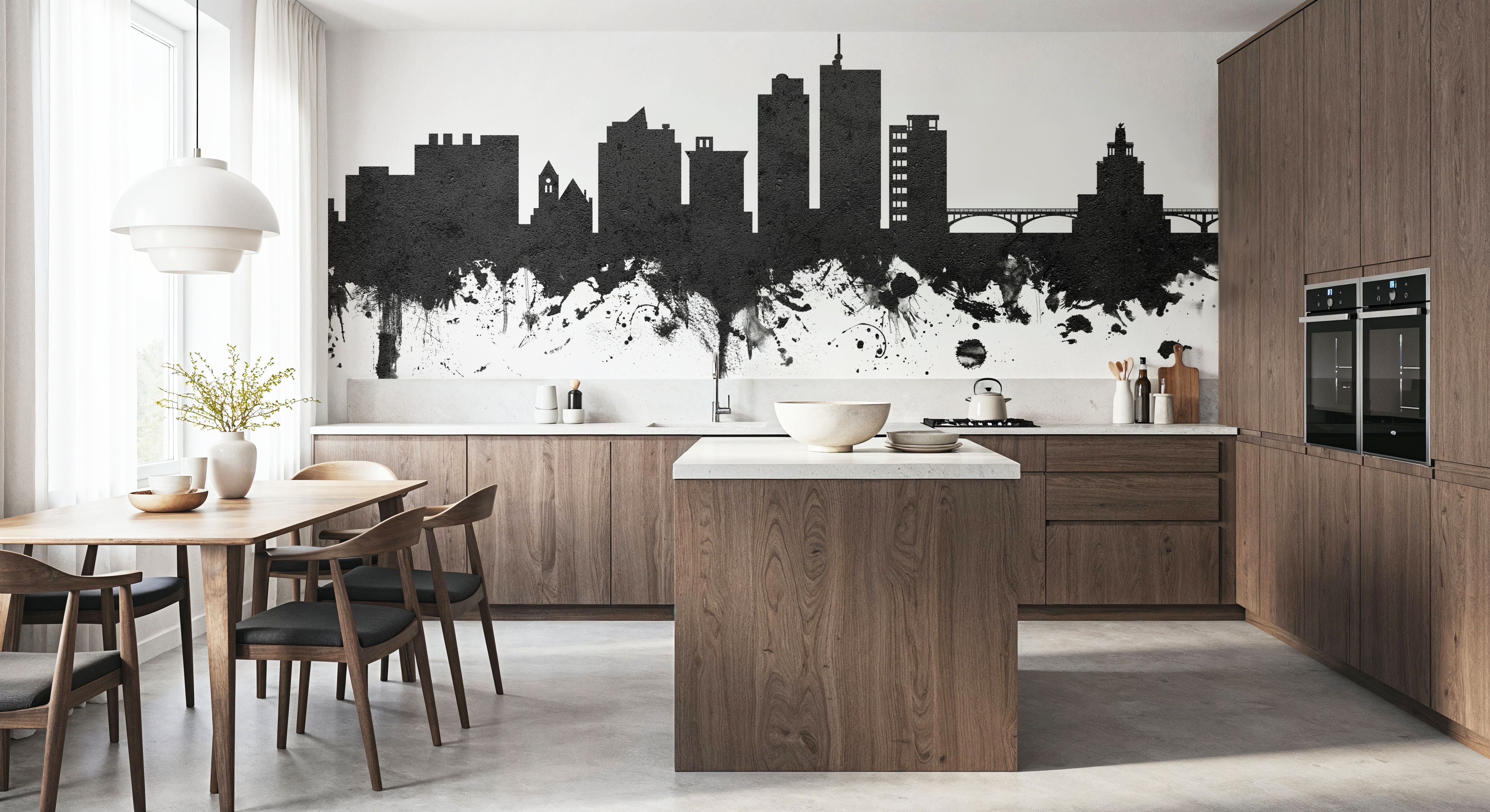 Cedar Rapids Iowa Skyline Black & White