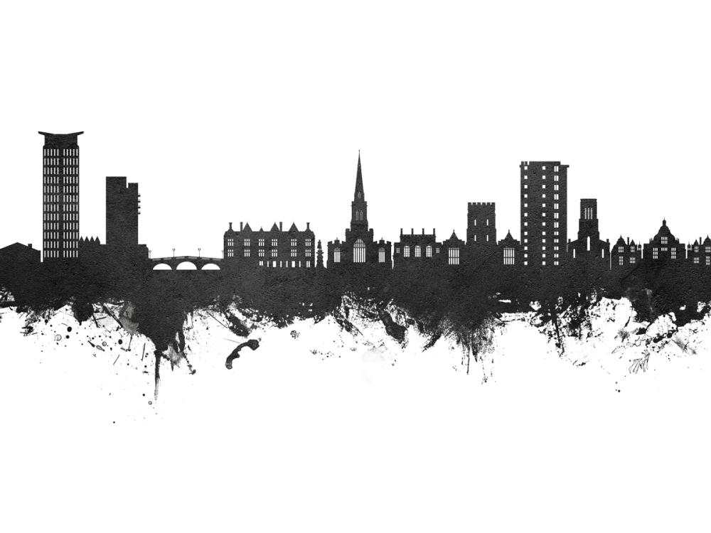 Bedford England Skyline Black & White
