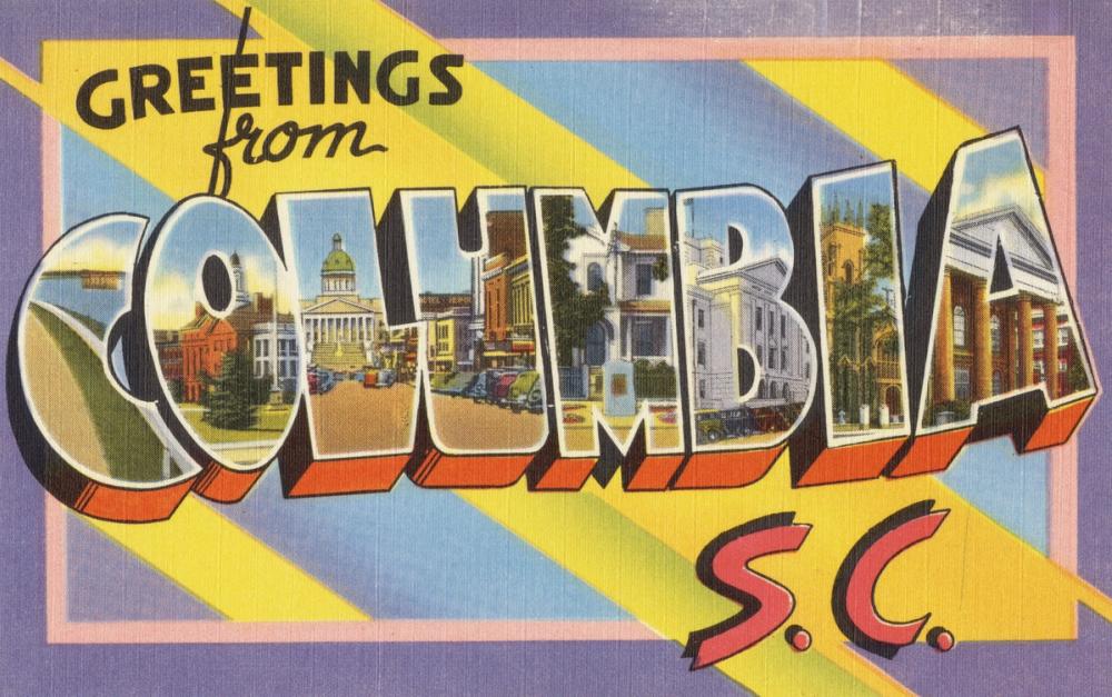 Greetings from Columbia S.C. - Screenprint Postcard
