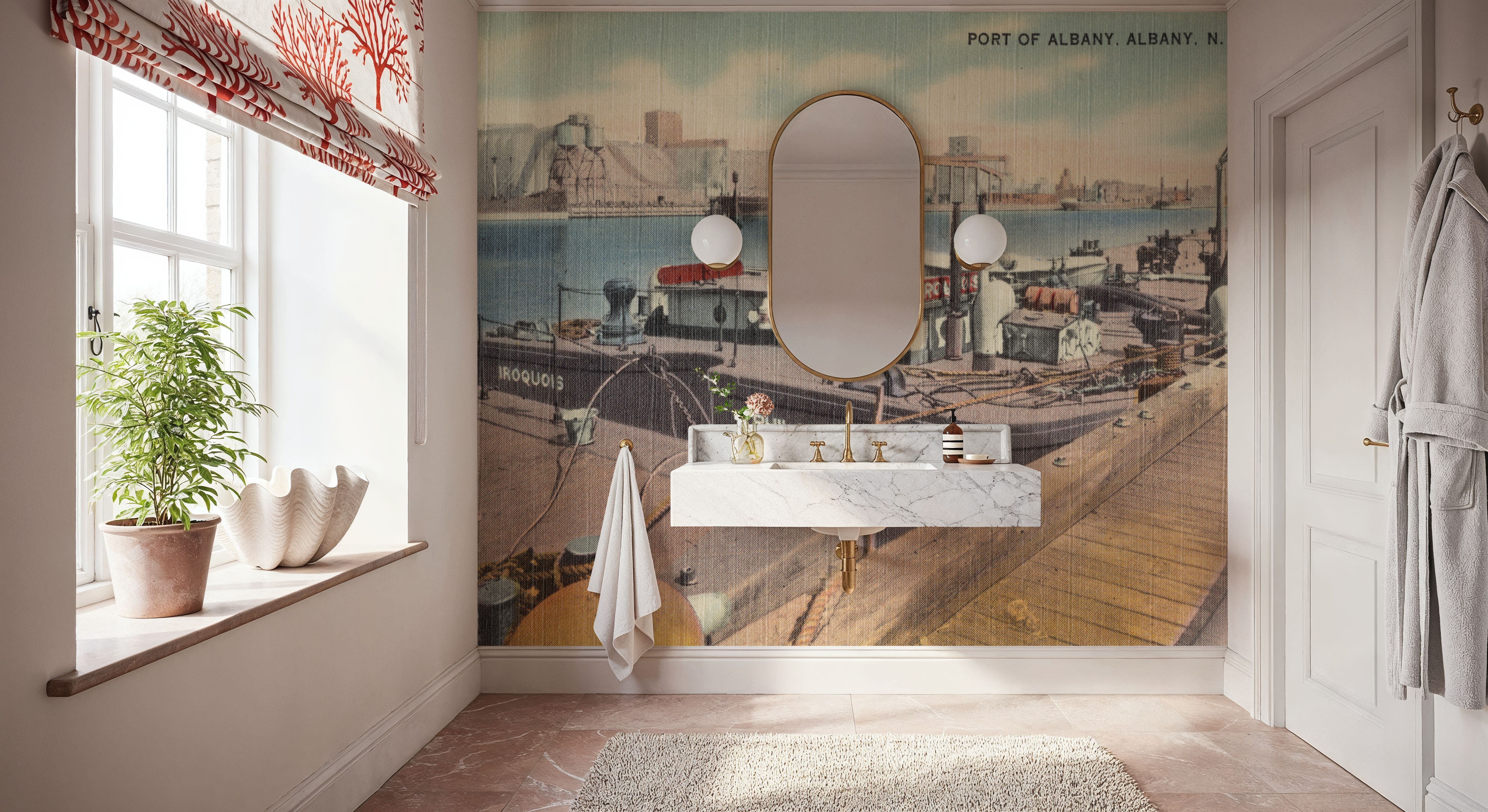 Greetings from Port of Albany - Screenprint Postcard