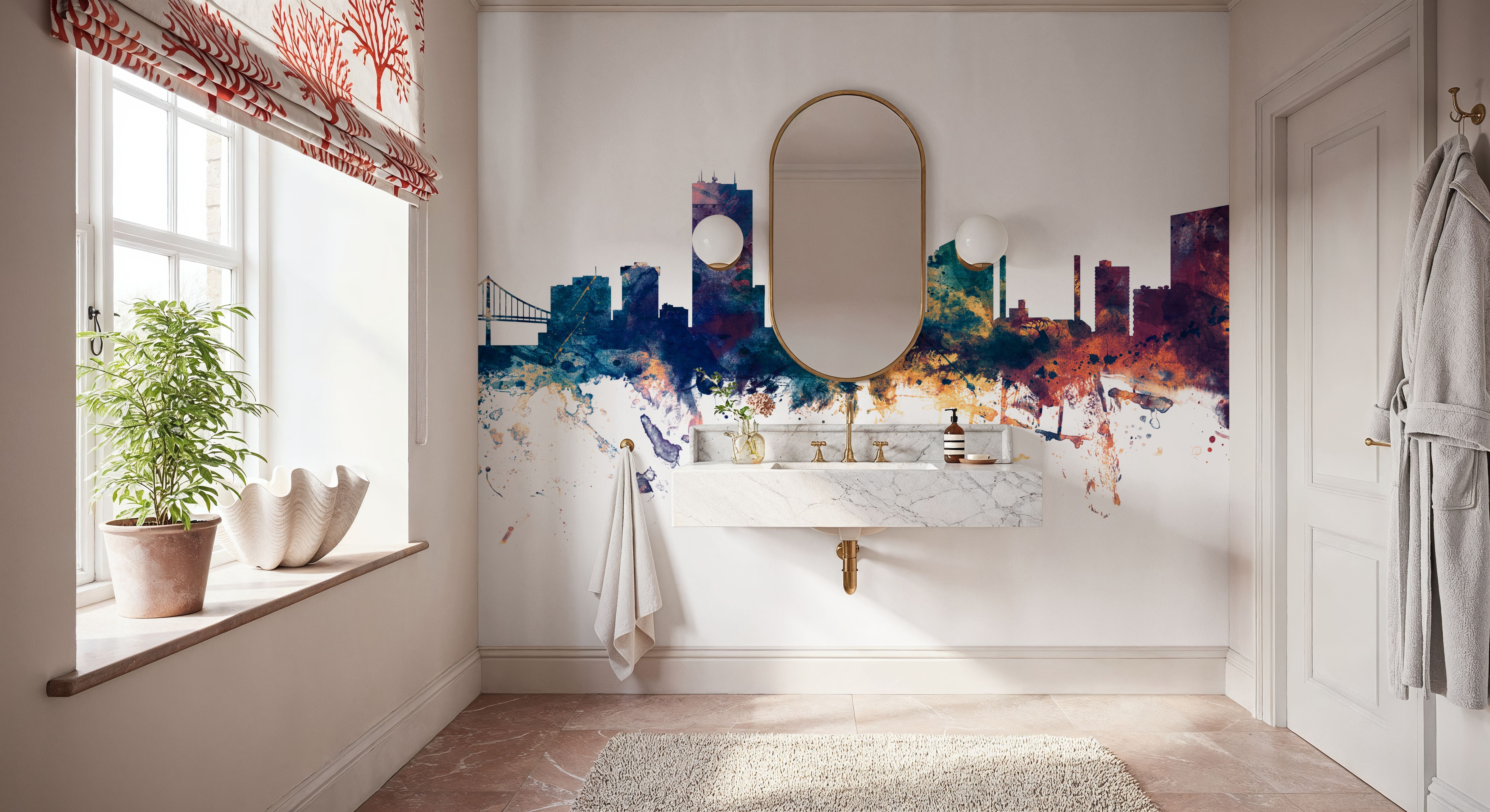 Toledo Ohio Skyline Blue & Bronze 