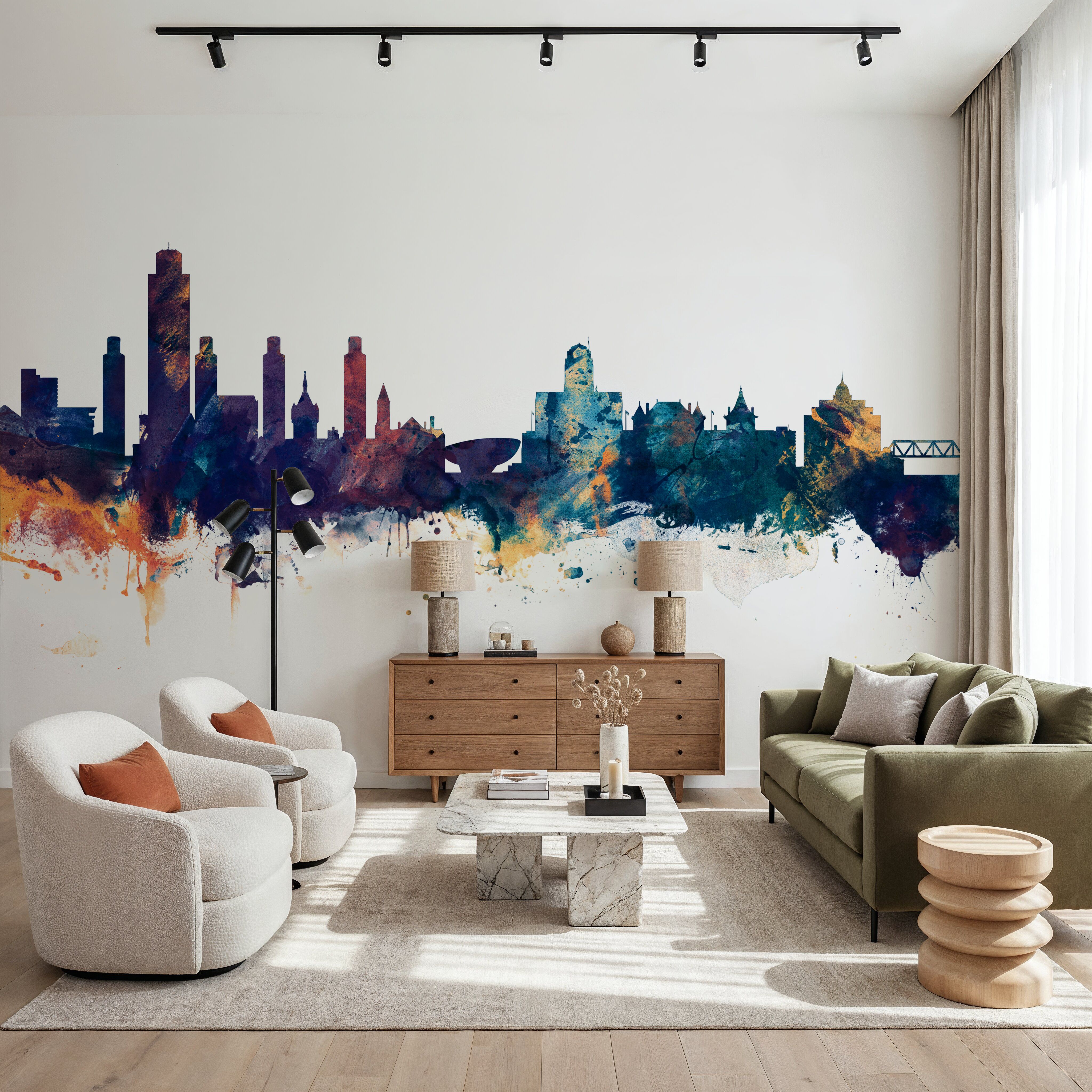 Albany New York Skyline Blue & Bronze
