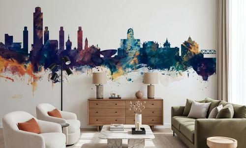 Albany New York Skyline Blue & Bronze