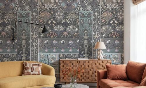 Art Deco Floral Wall Blue
