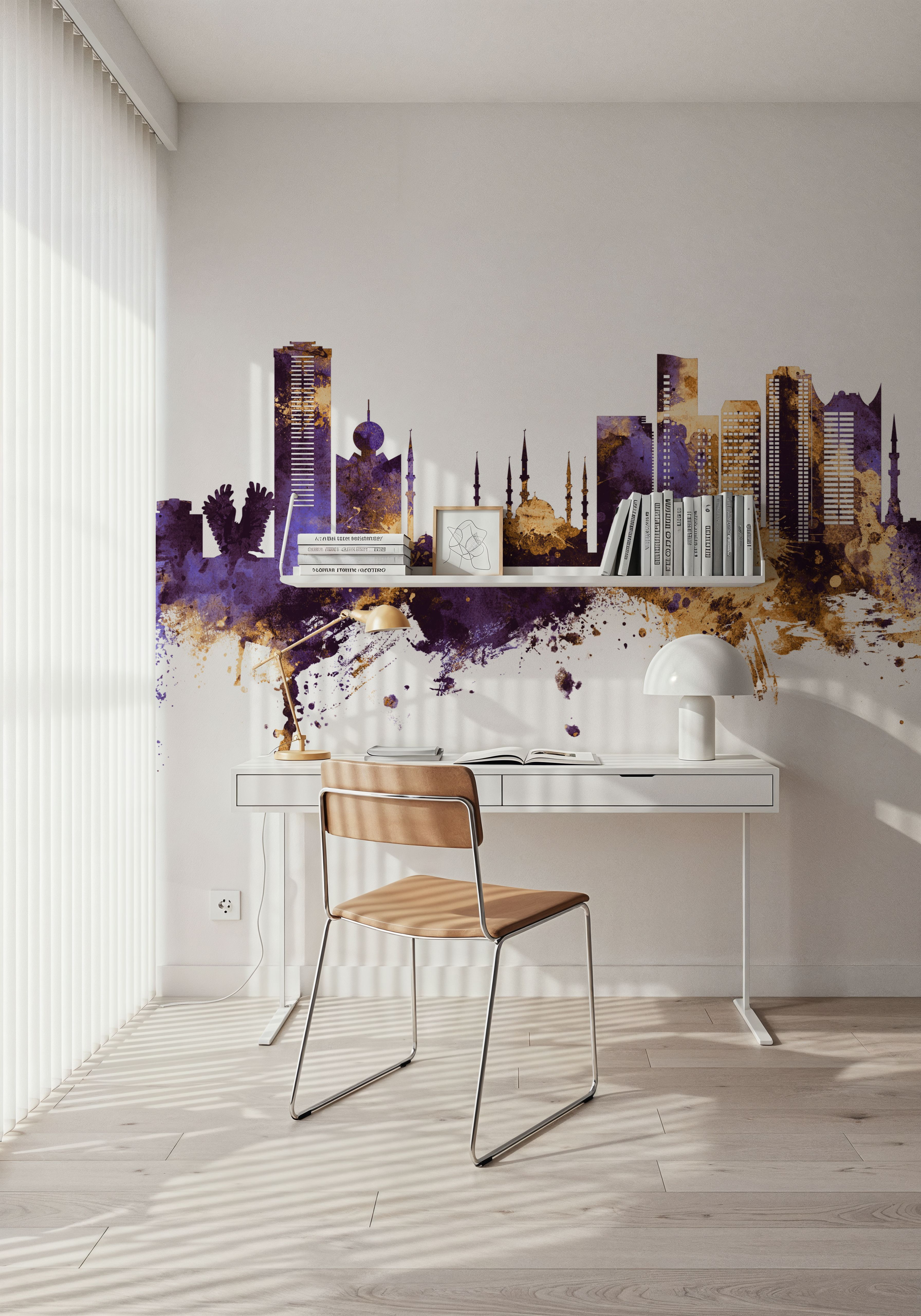 Fujairah Skyline Purple & Gold