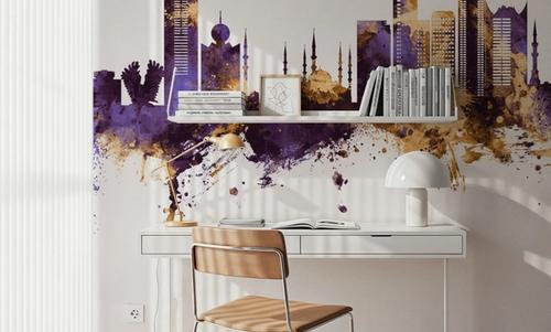 Fujairah Skyline Purple & Gold