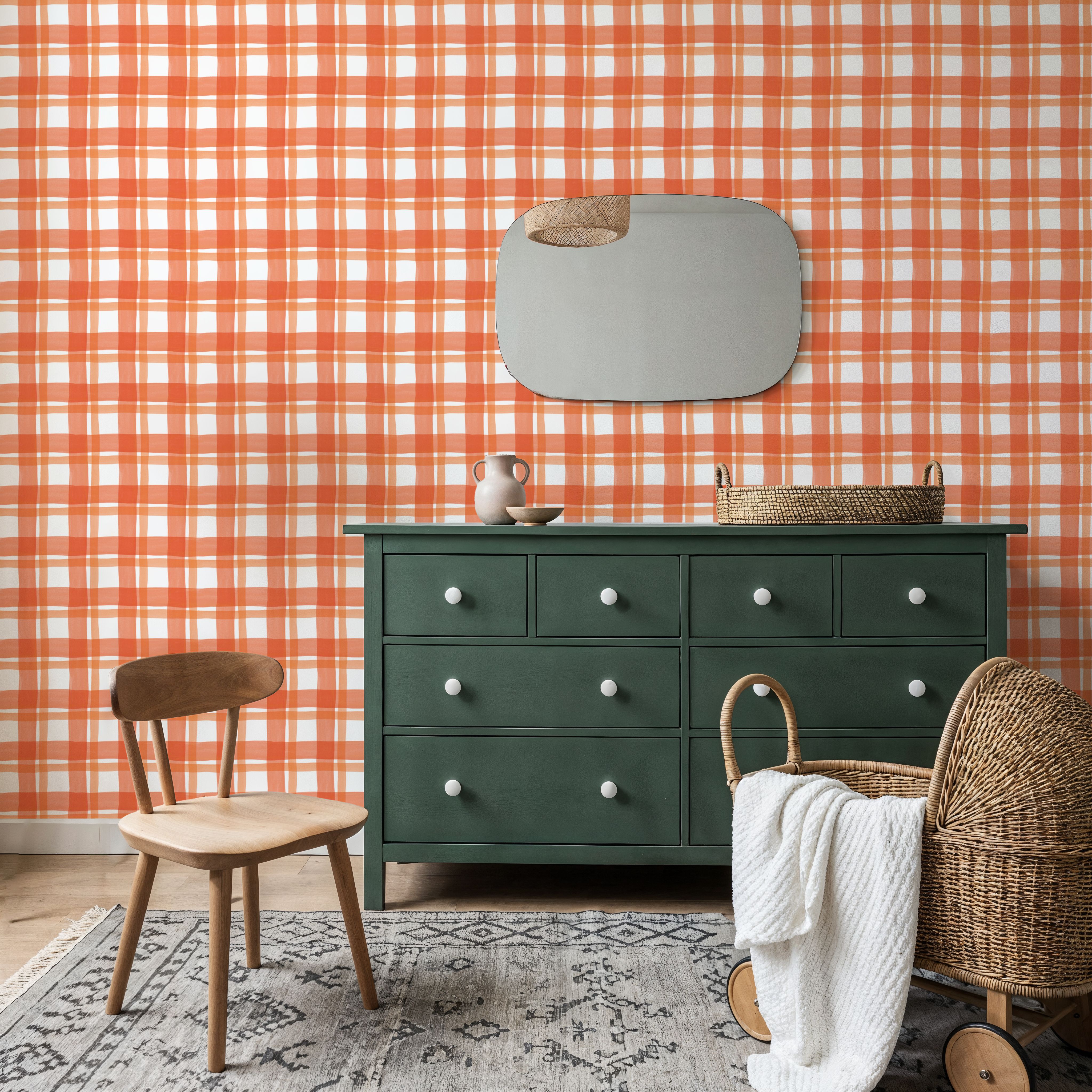 Summer Plaid Orange, Wallpaper