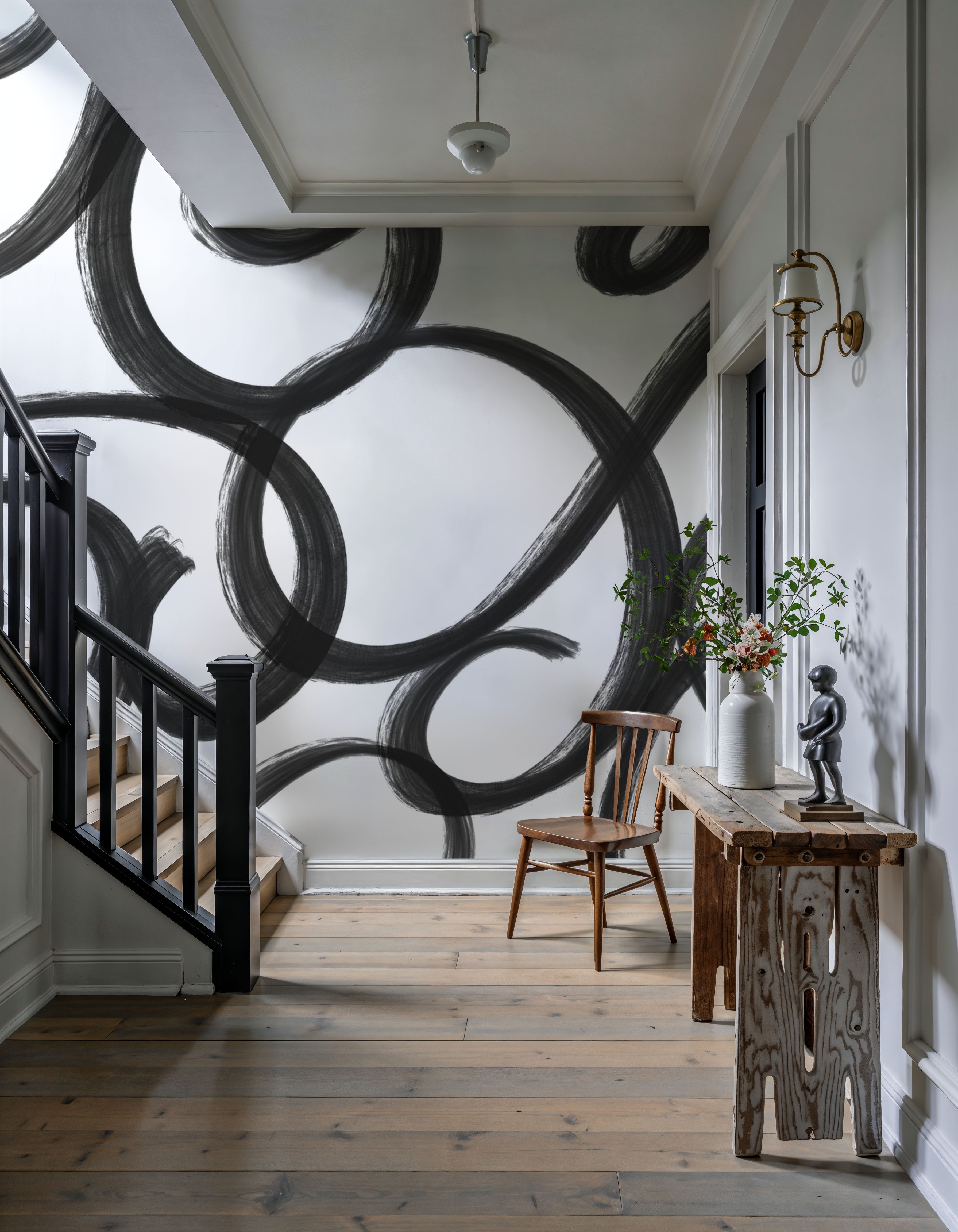 Curly Brush Lines, Black