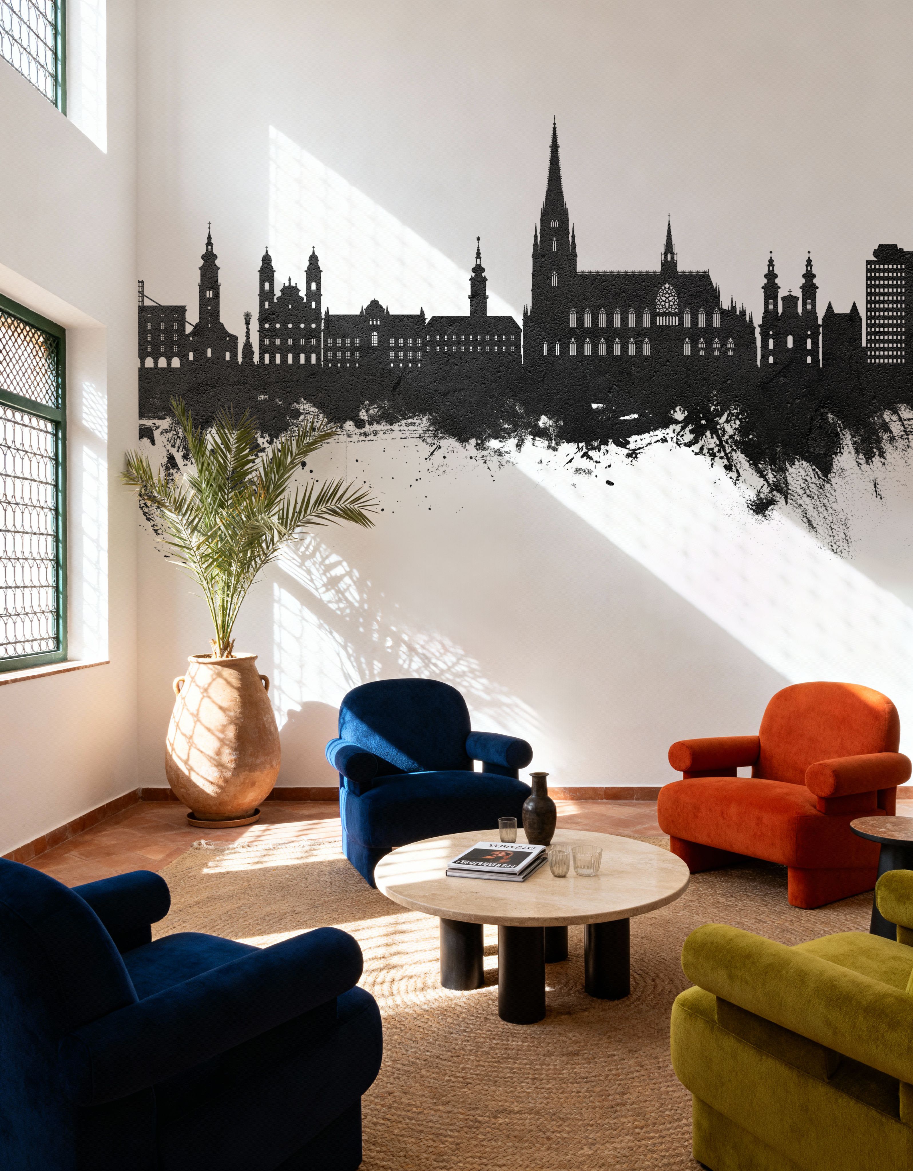 Linz Austria Skyline Black & White