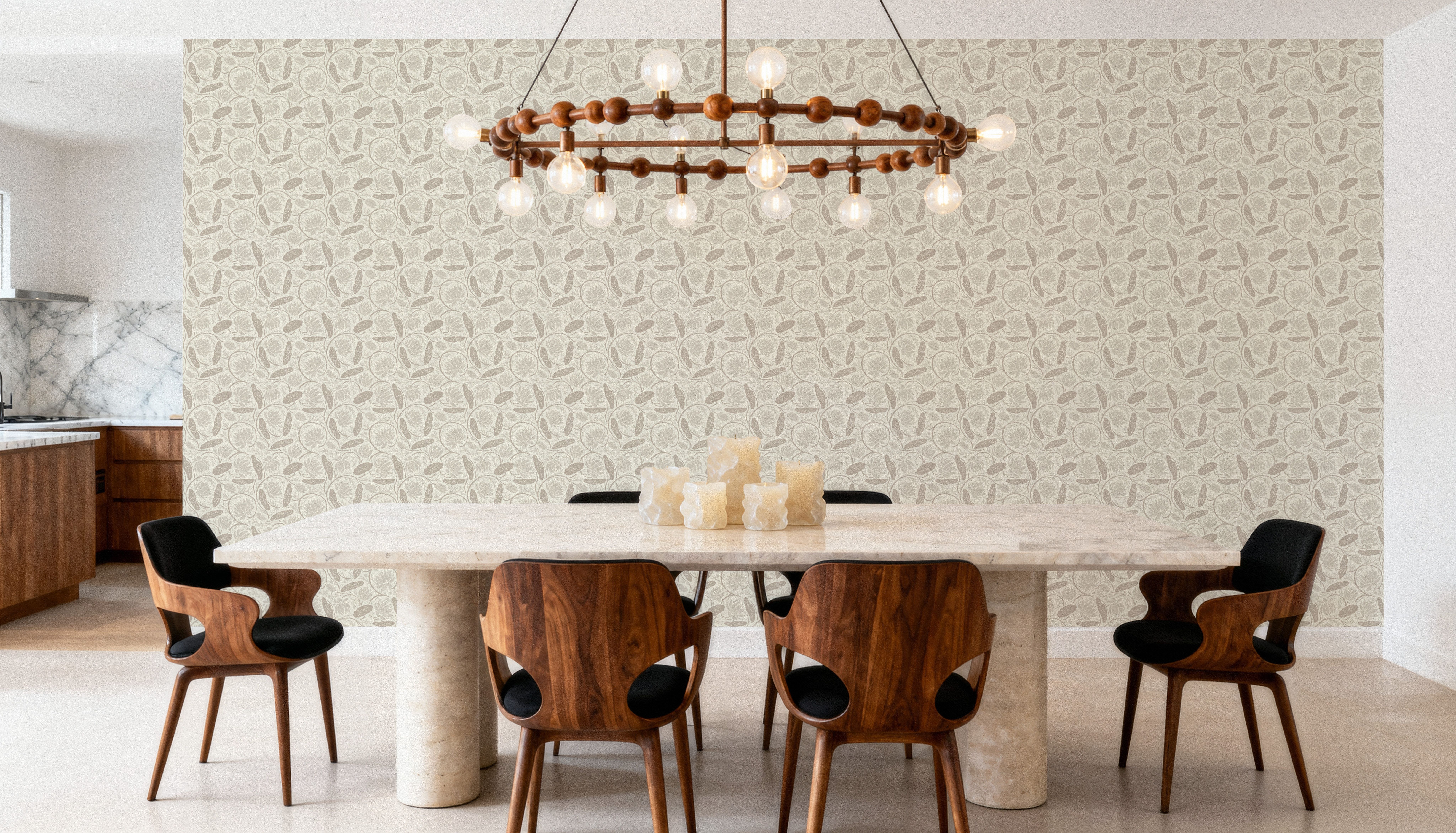 Block Print Lotus, Beige
