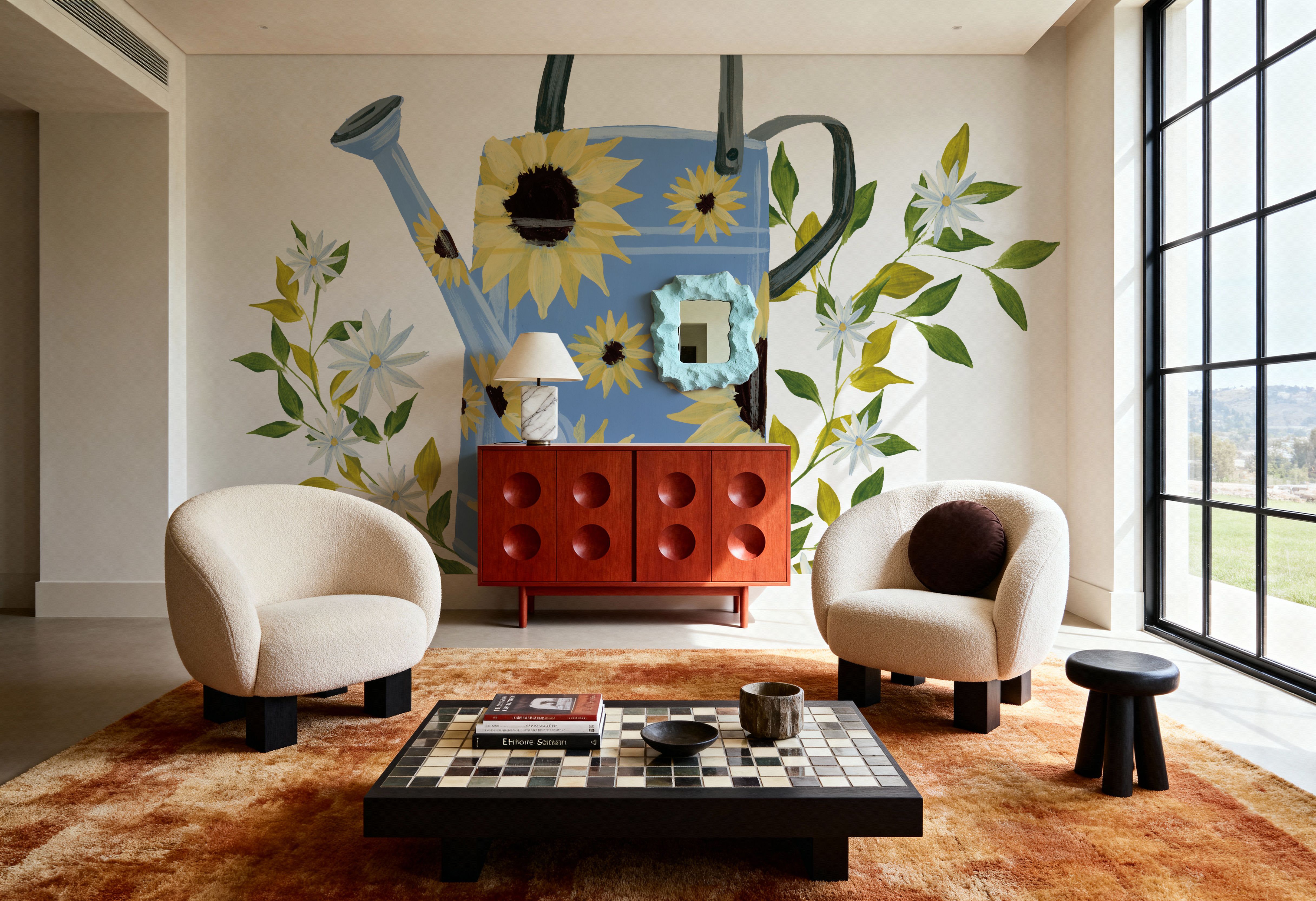 Watering Can with Daisies