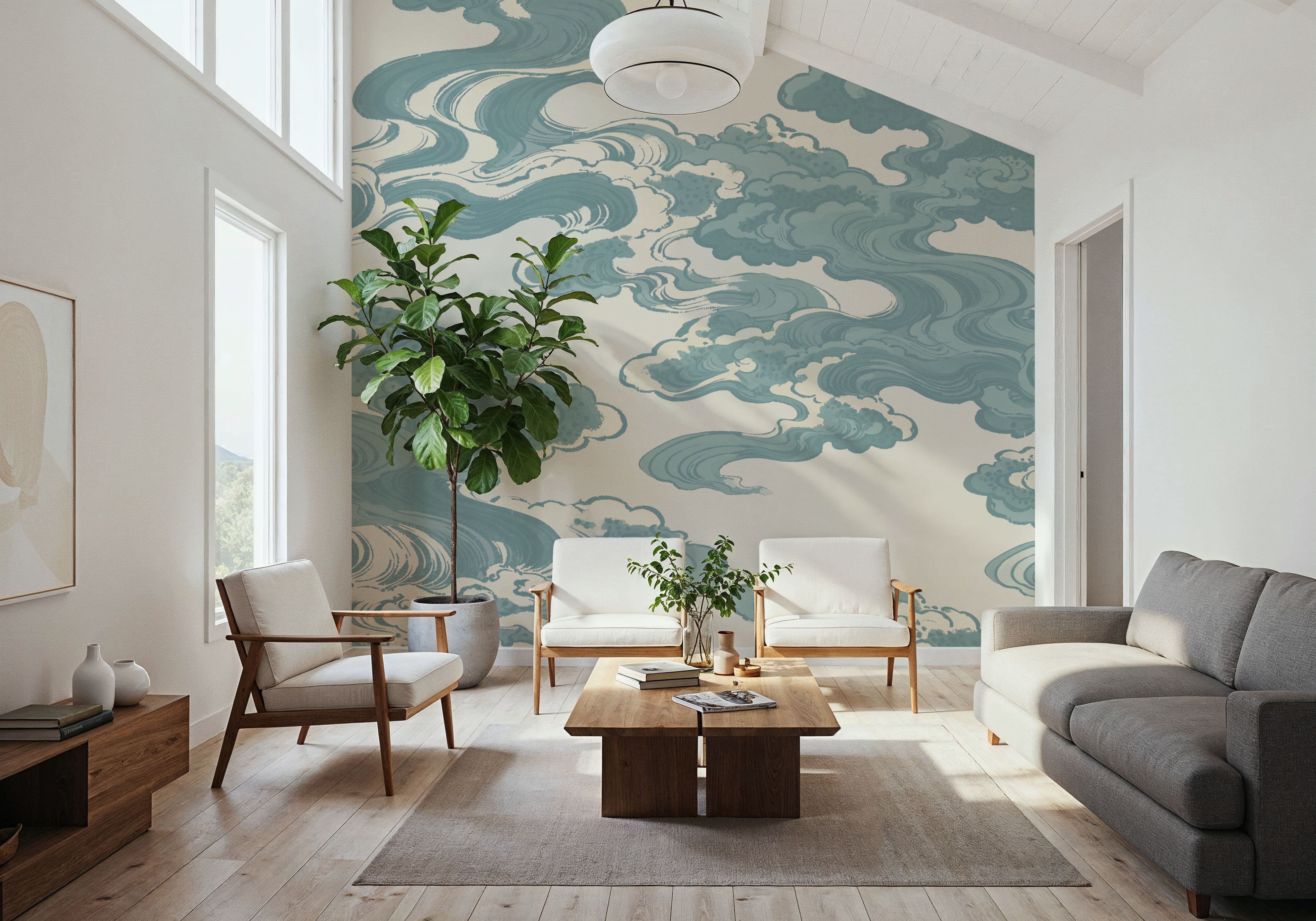 Ukiyo-e Clouds, Soft Teal