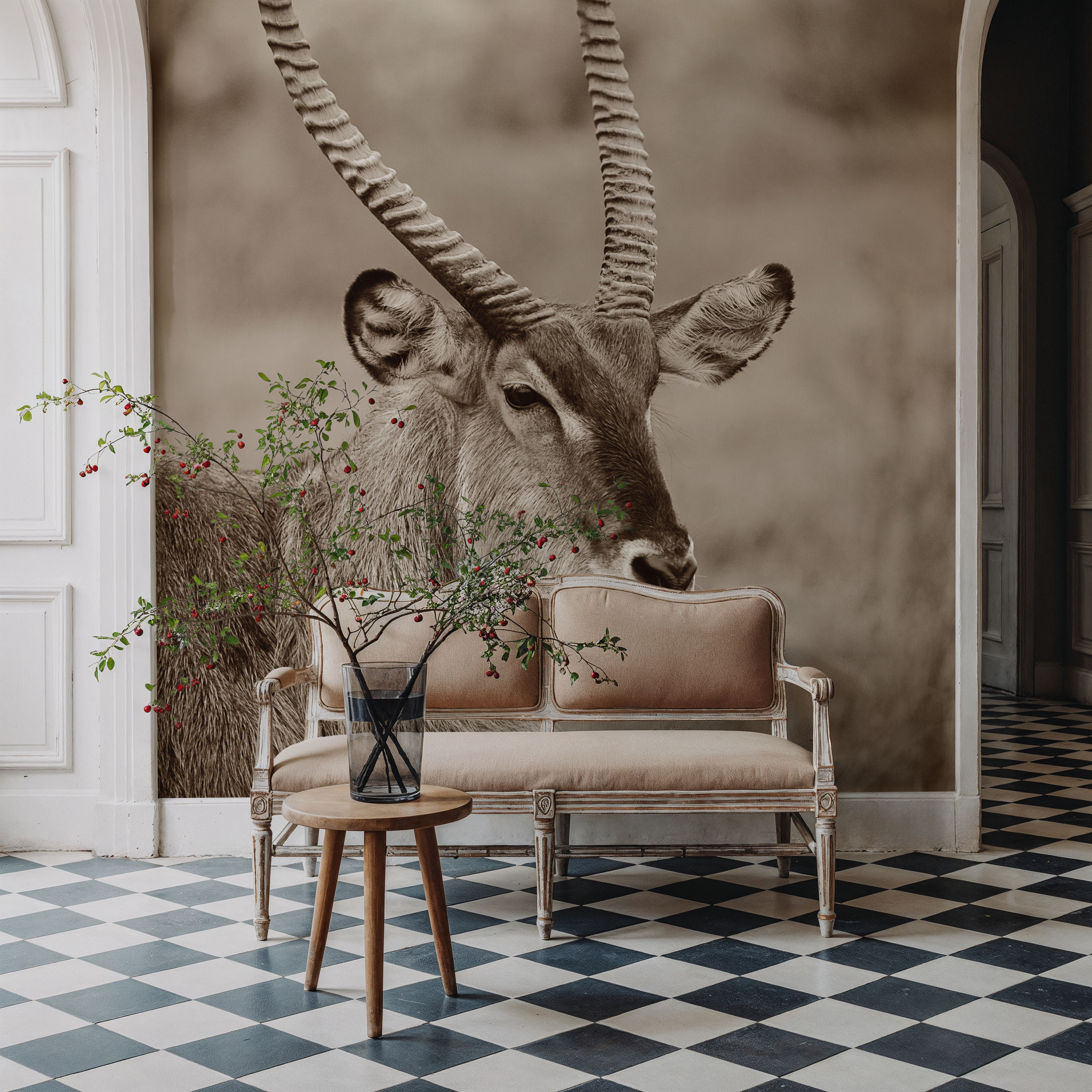 Waterbuck Portrait Sepia