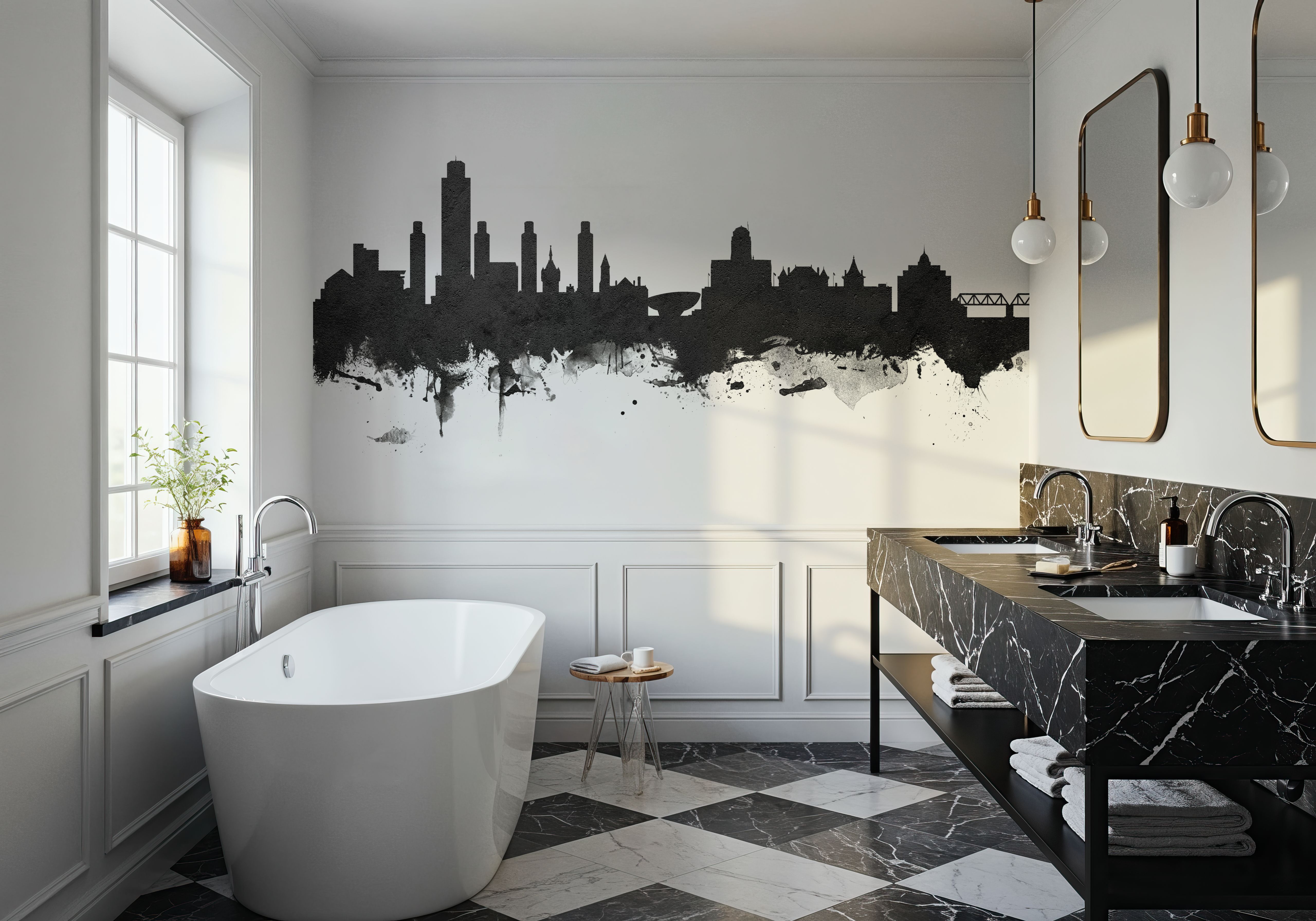 Albany New York Skyline Black & White