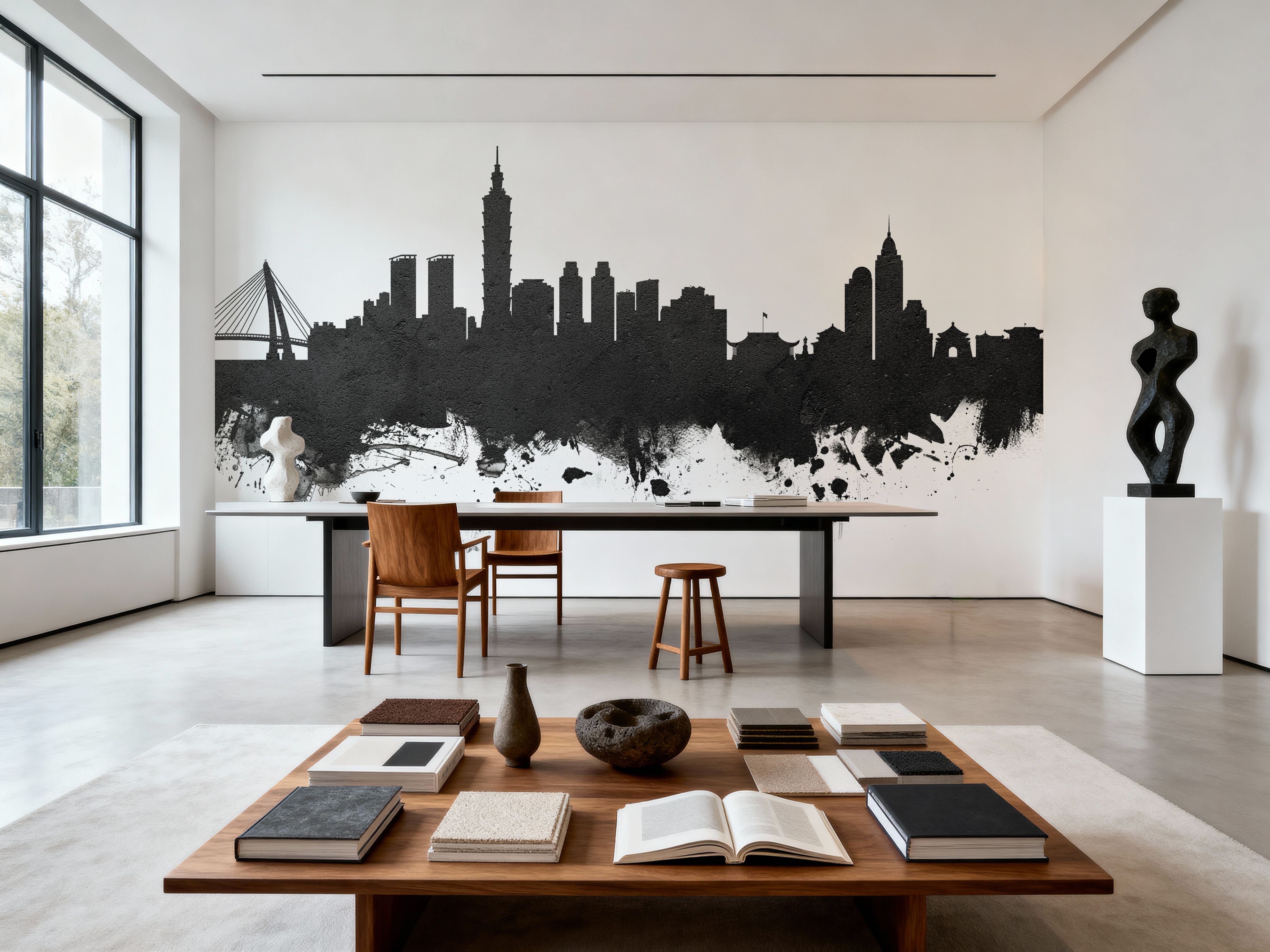 Taipei Taiwan Skyline Black & White