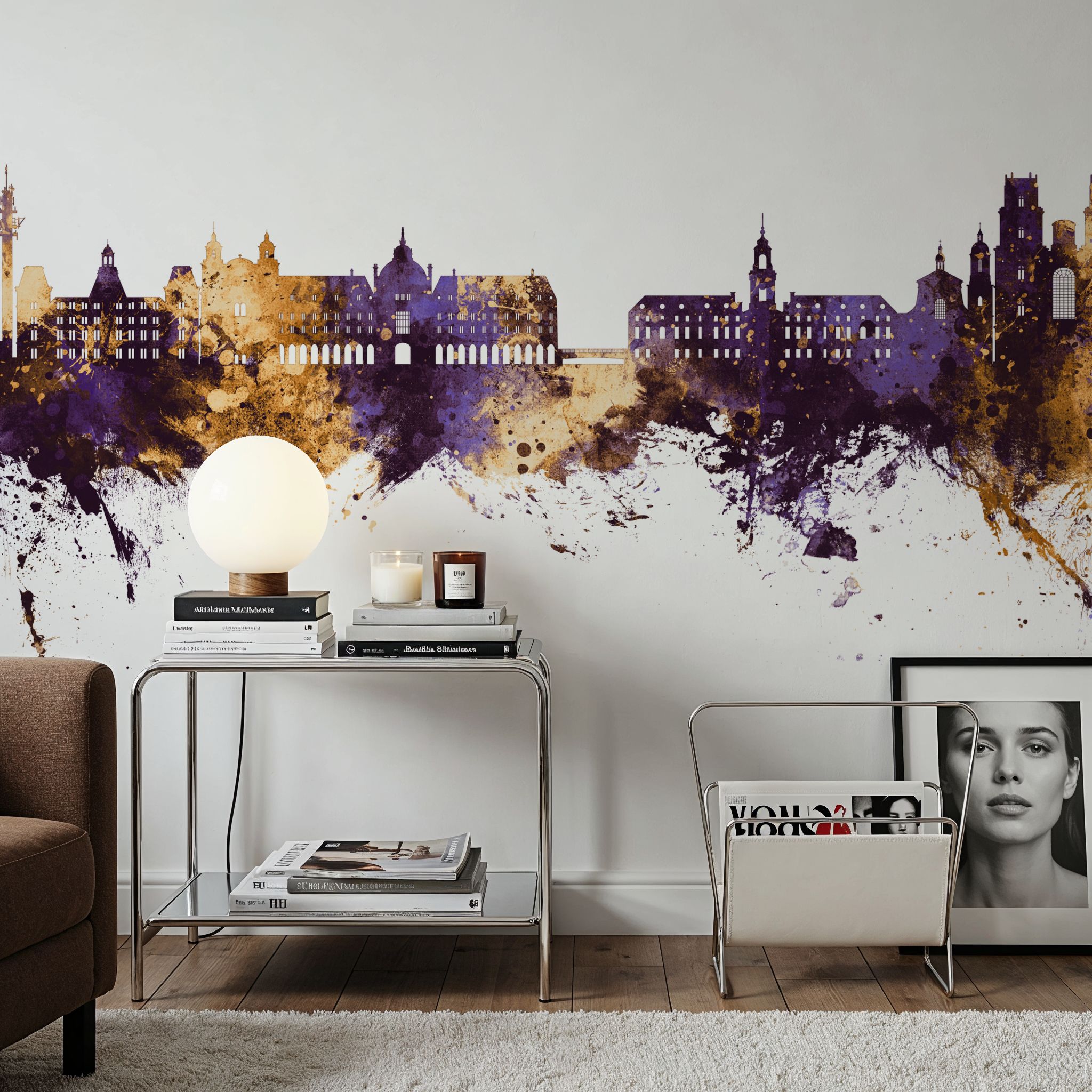 Rennes France Skyline Purple & Gold