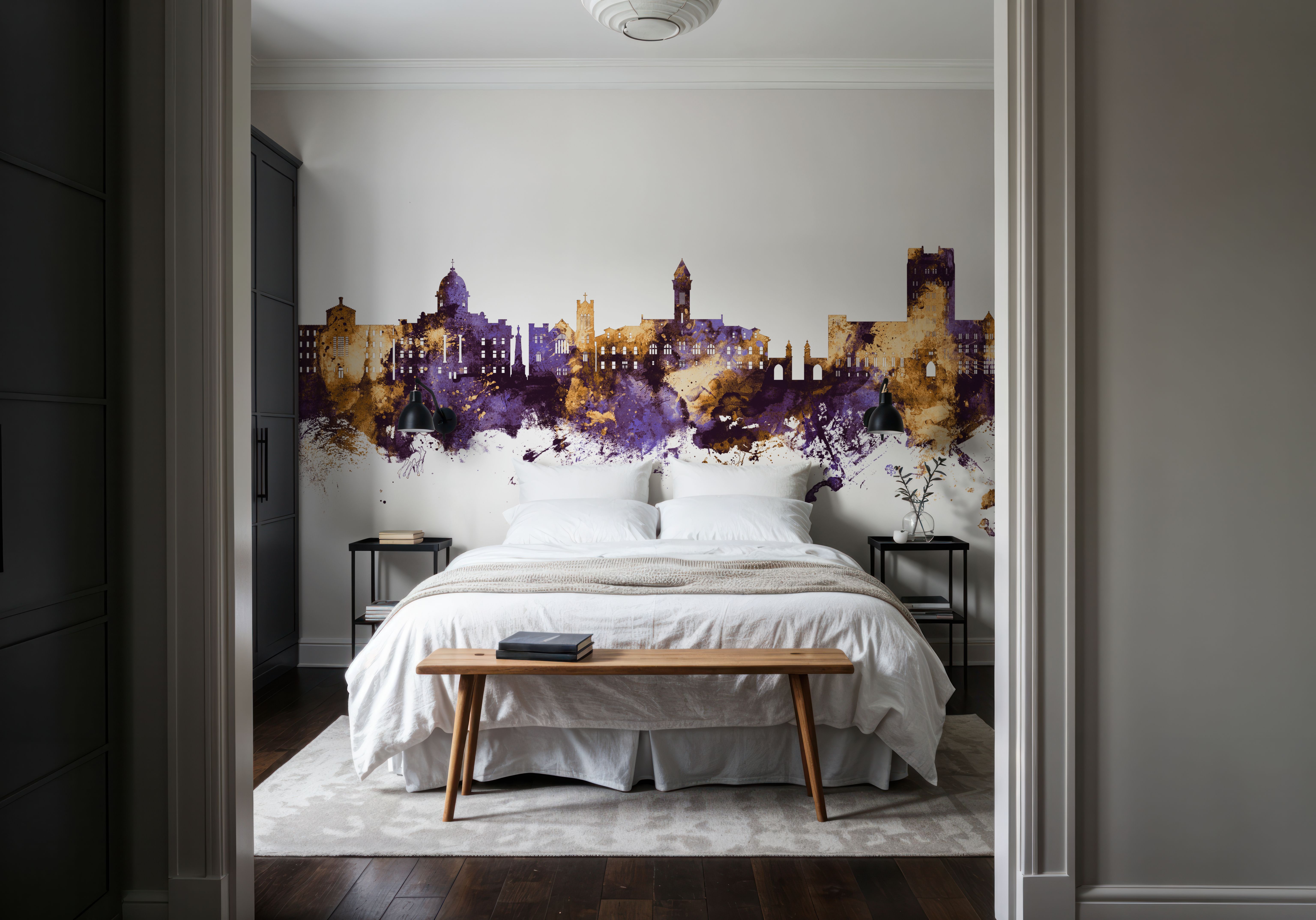 Bloomington Indiana Skyline Purple & Gold