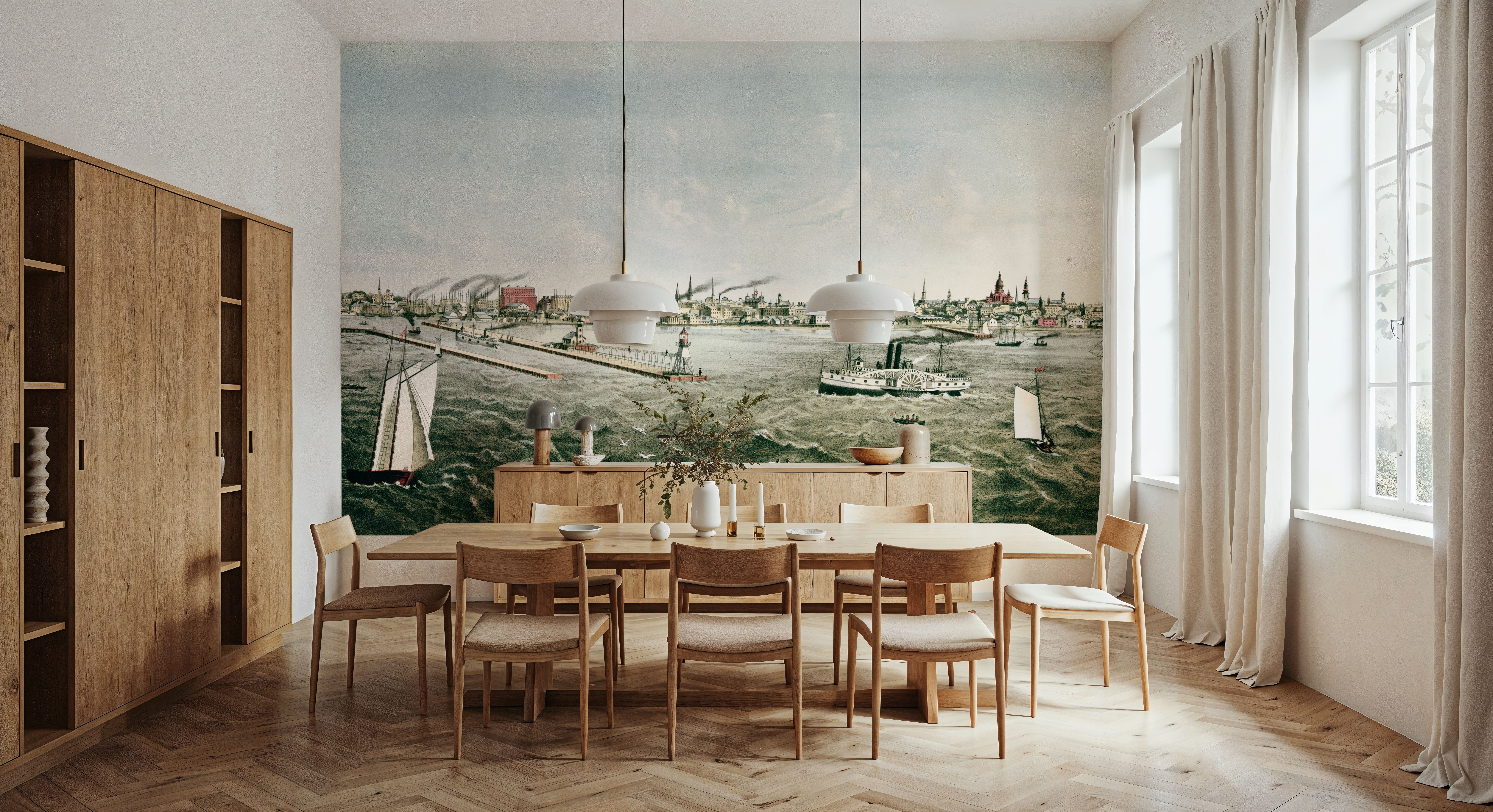 Old view of Milwaukee from Lake Michigan, 1874, Wallpaper