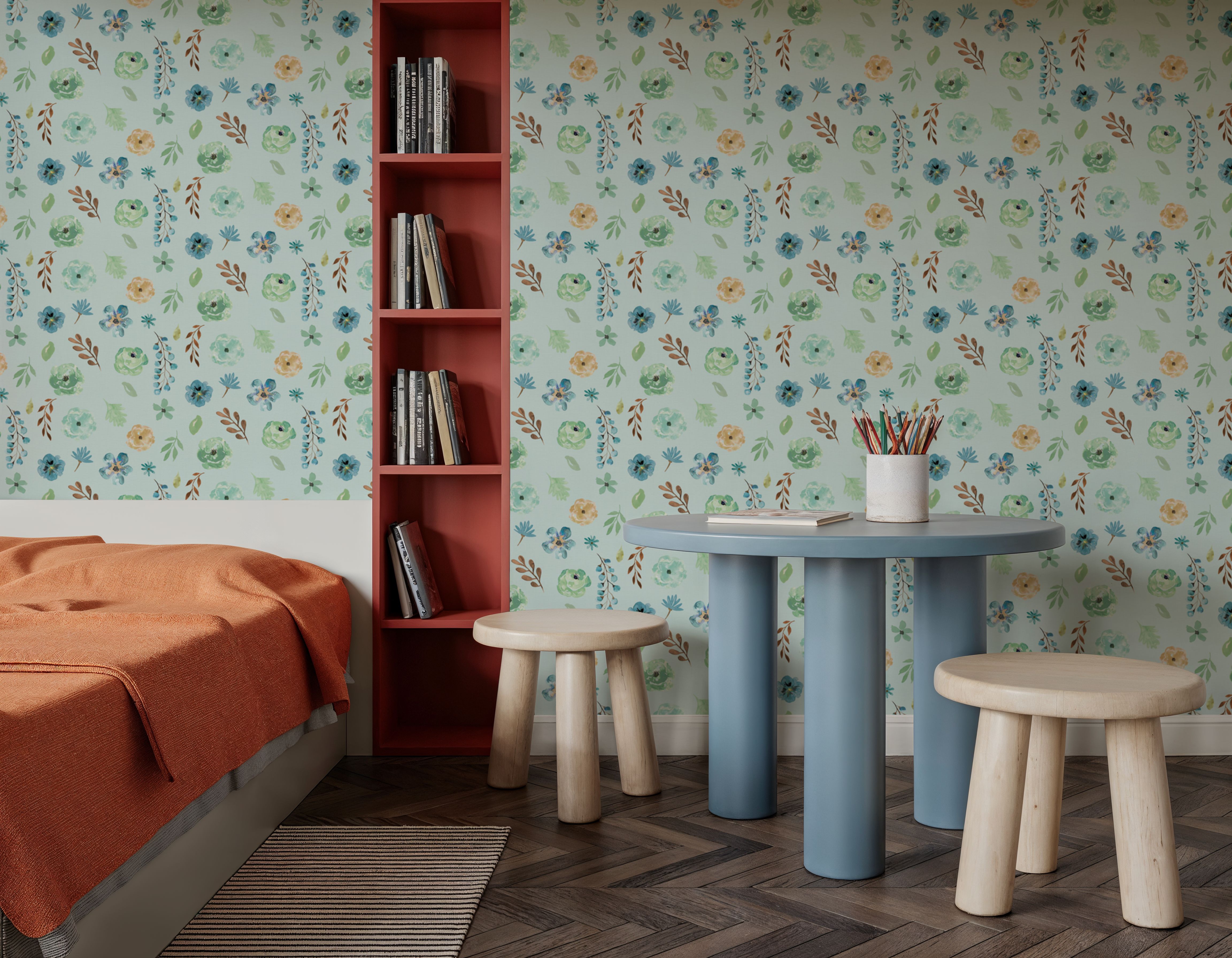 Flutterby Flowers Baby Blue