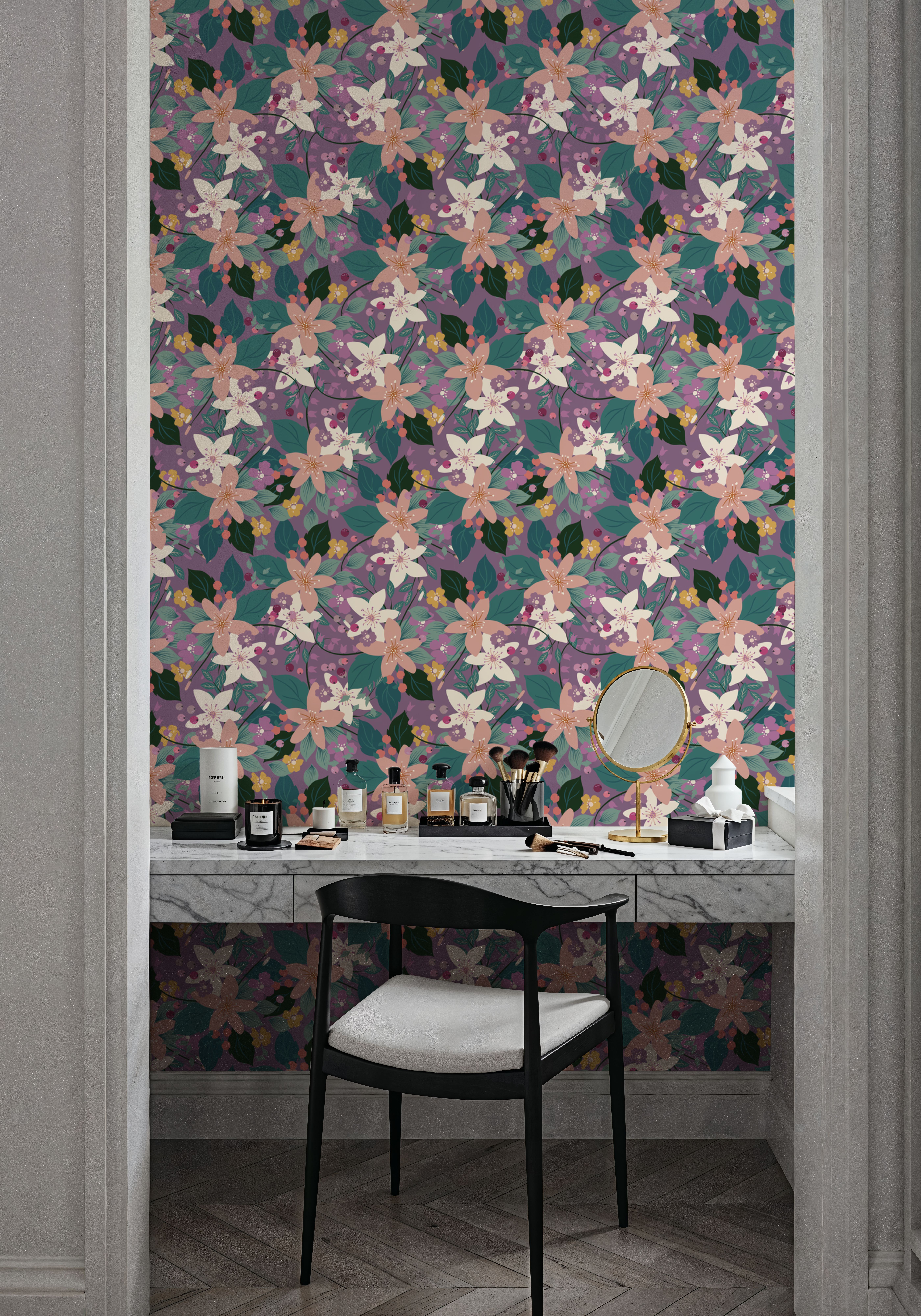 Purple Flowers And Berries