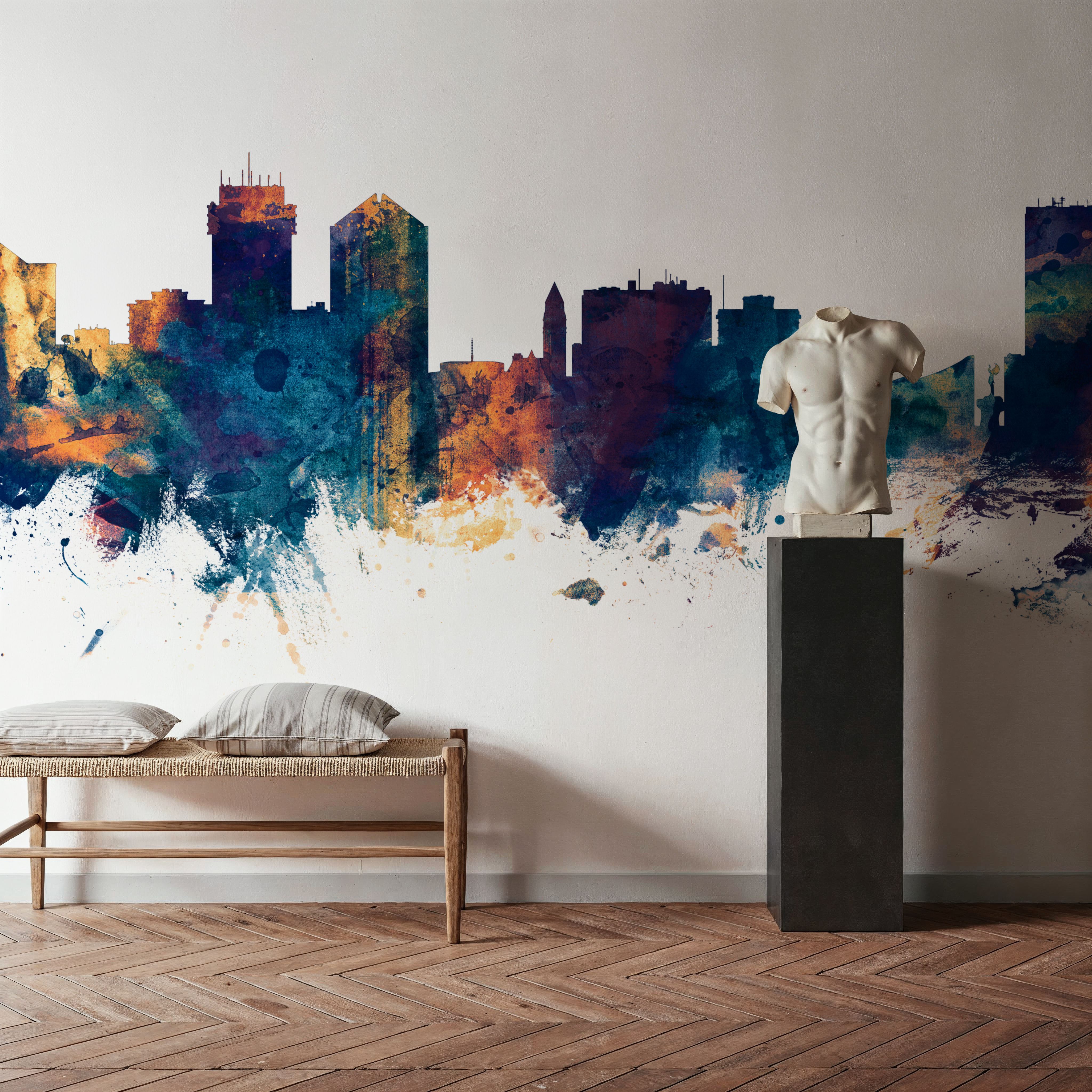 Wichita Kansas Skyline Blue & Bronze