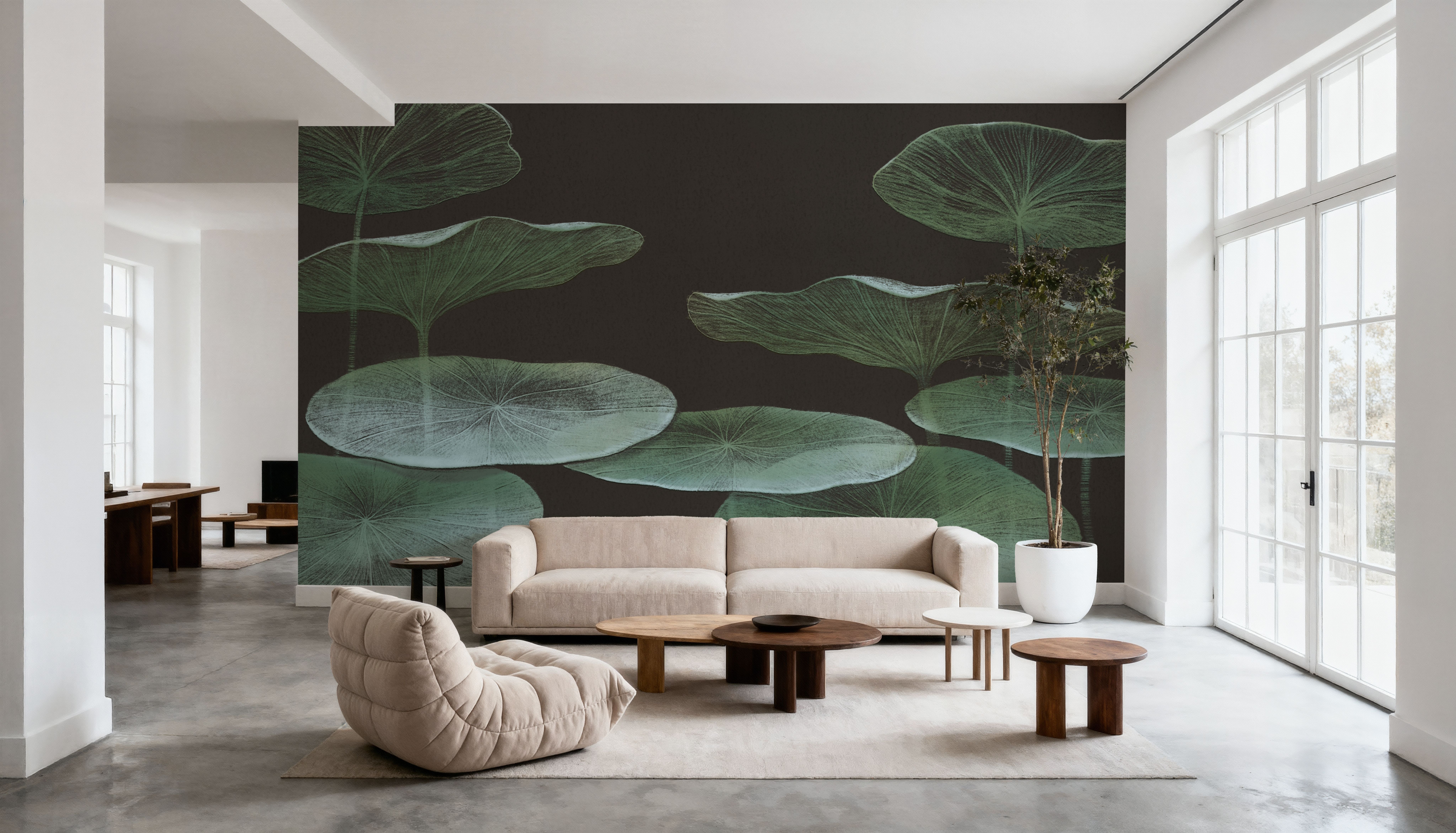 Subtle Water Lily Drawing, Black