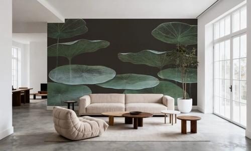 Subtle Water Lily Drawing, Black