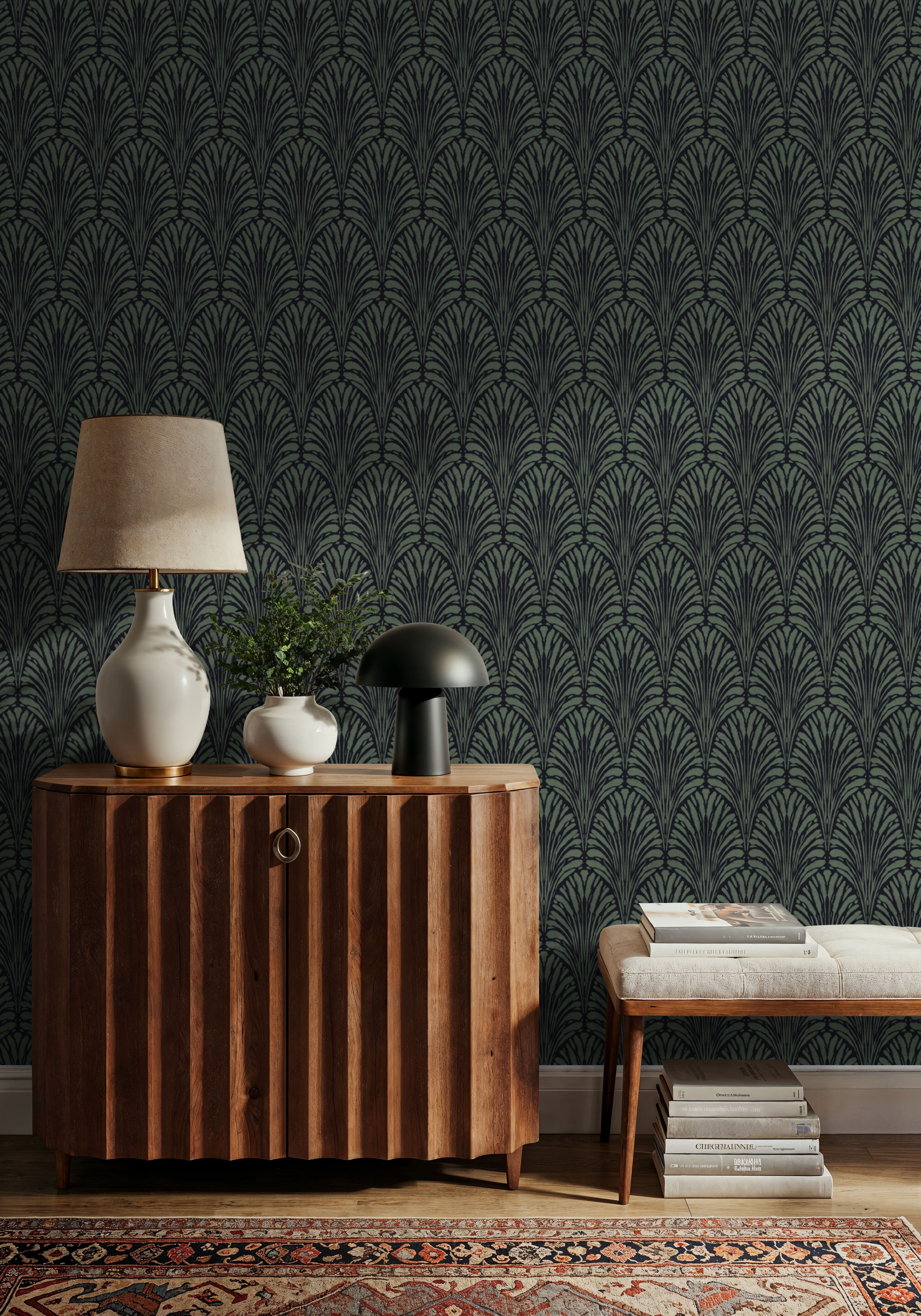 Brushstroke Fan Scallop, French Green