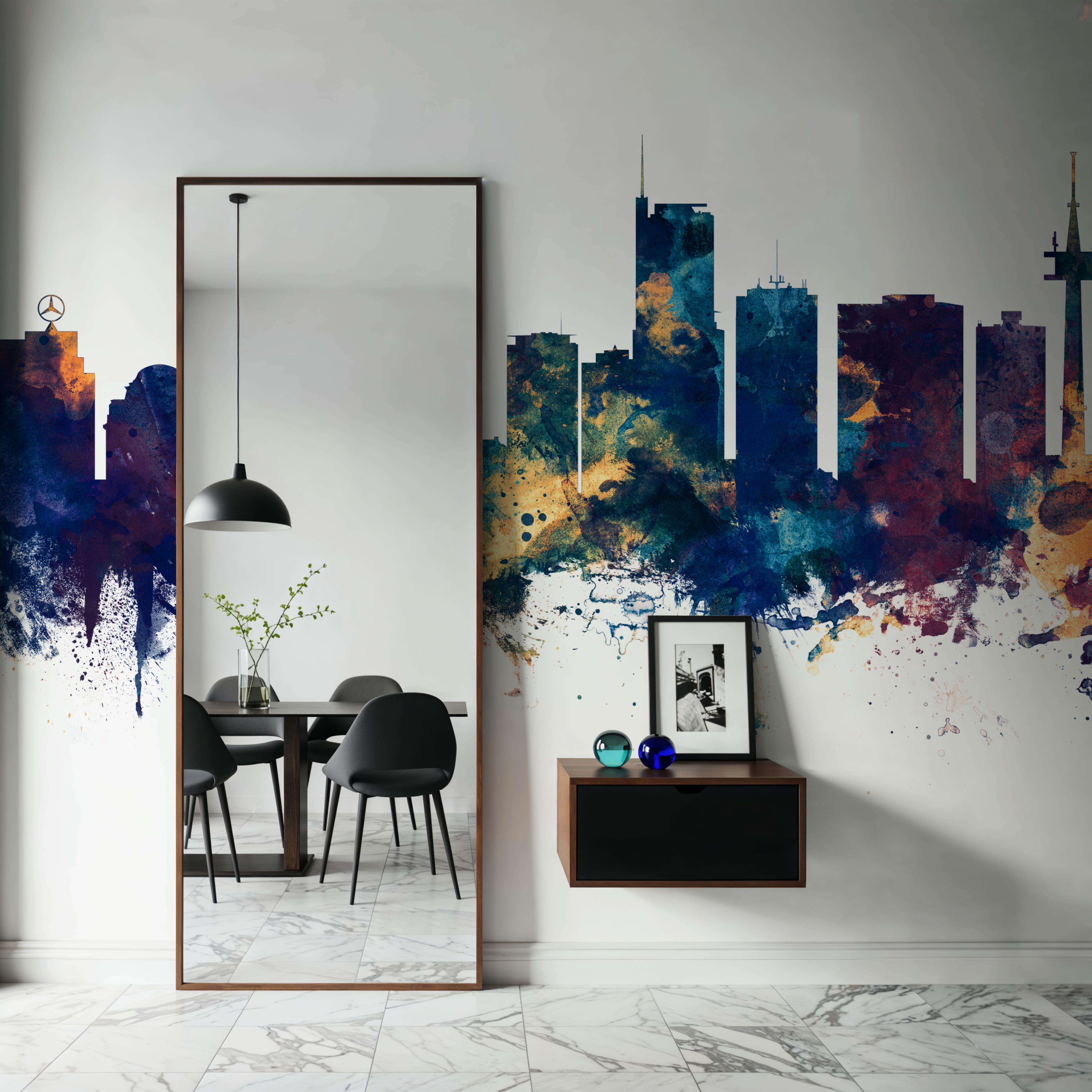 Essen Germany Skyline Blue & Bronze