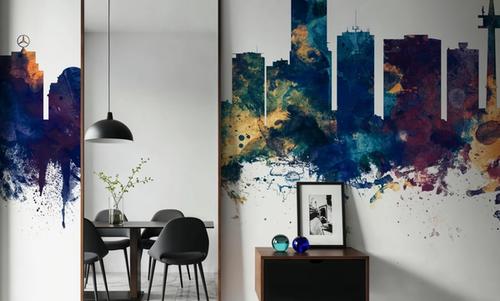 Essen Germany Skyline Blue & Bronze
