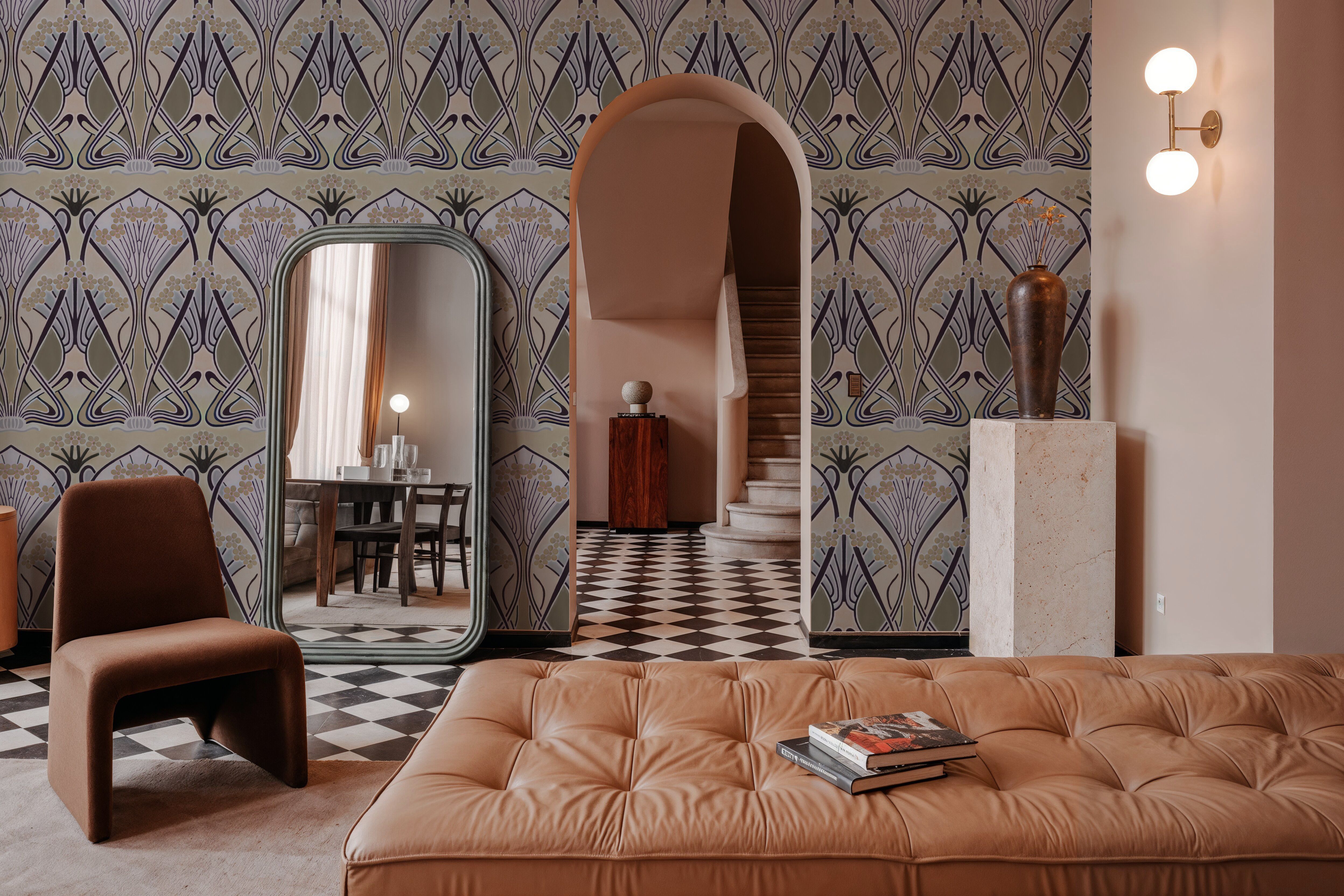 Floral Art Deco Aura, Butter, Tapeten