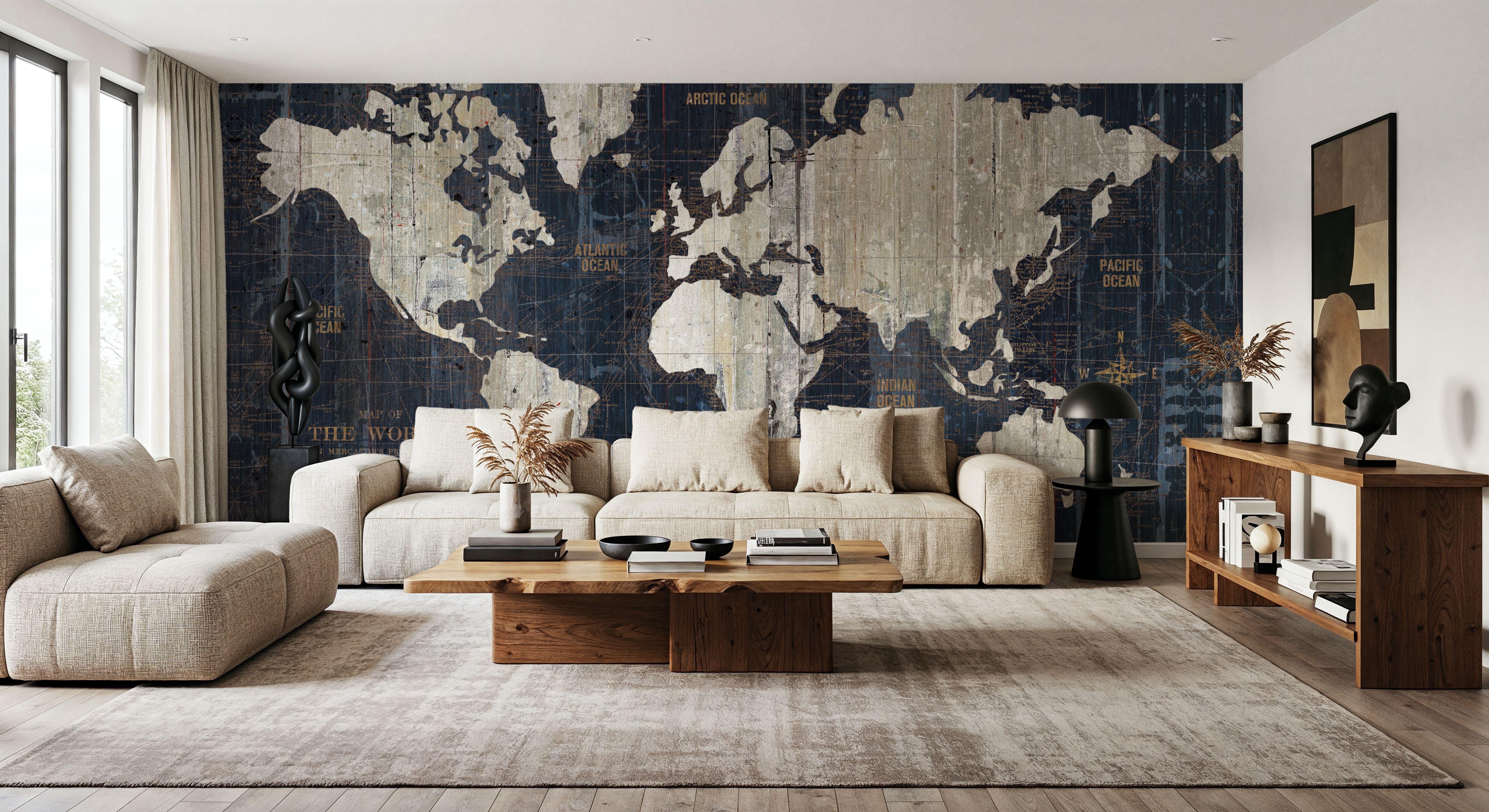 Old World Map Blue