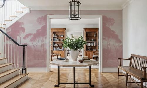 Mediterranean Pine Landscape, Dusty Pink