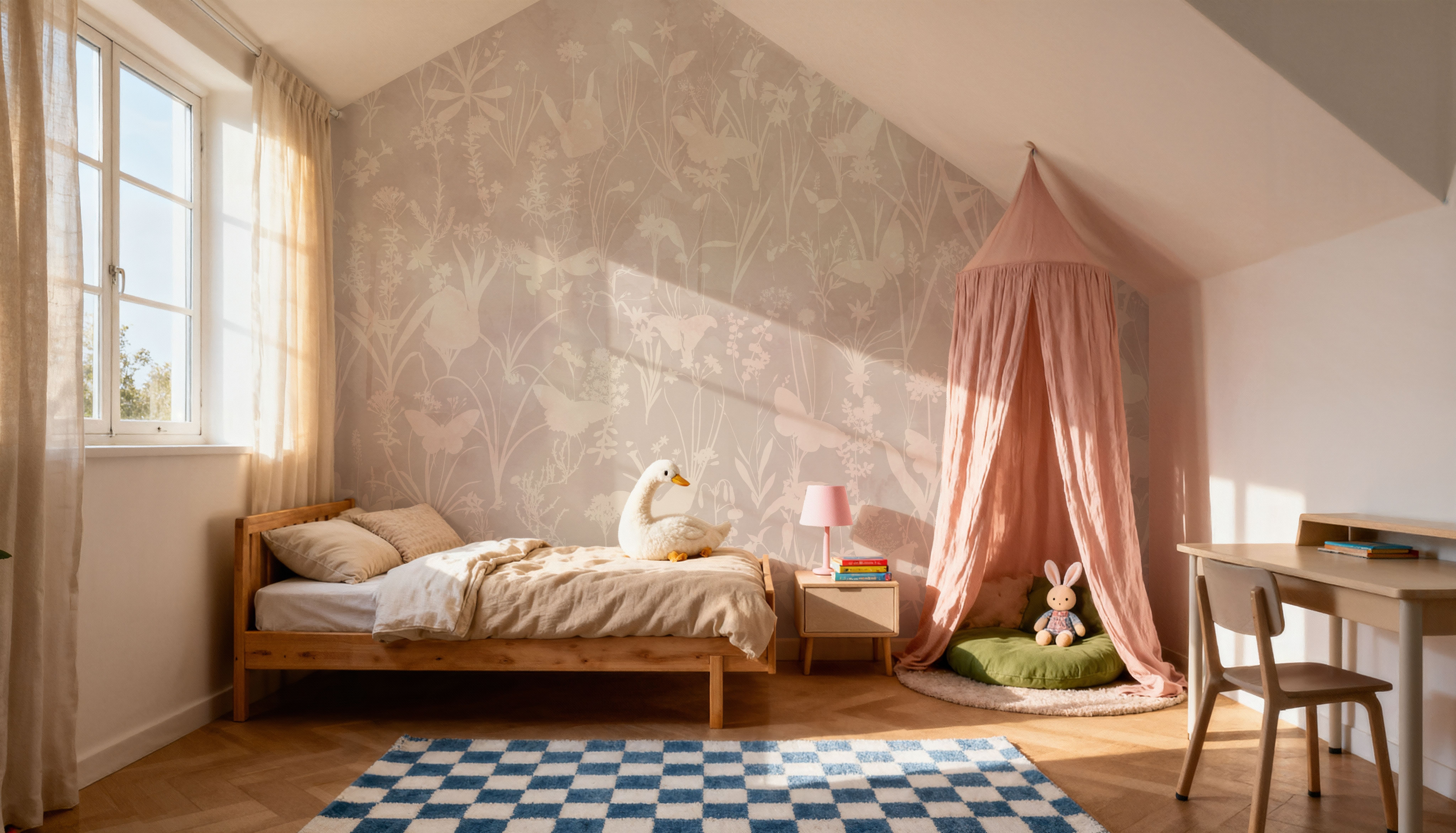 Herbals and Butterflies Double Silhouette Light Brown