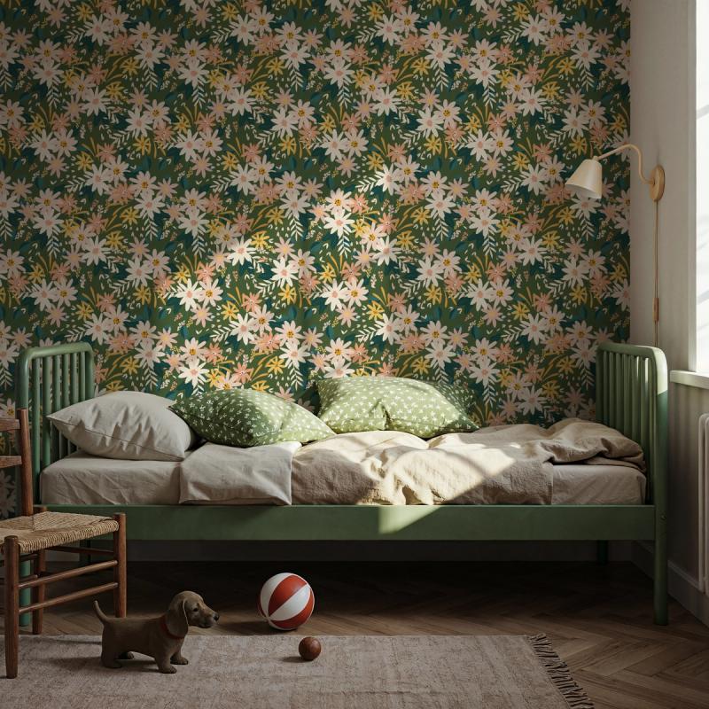 Market Flowers On Green tapet 100 % PVC-frit og ugiftigt
