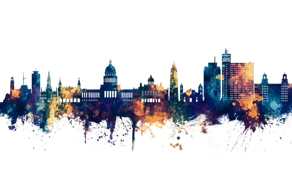 Havana Cuba Skyline Blue & Bronze