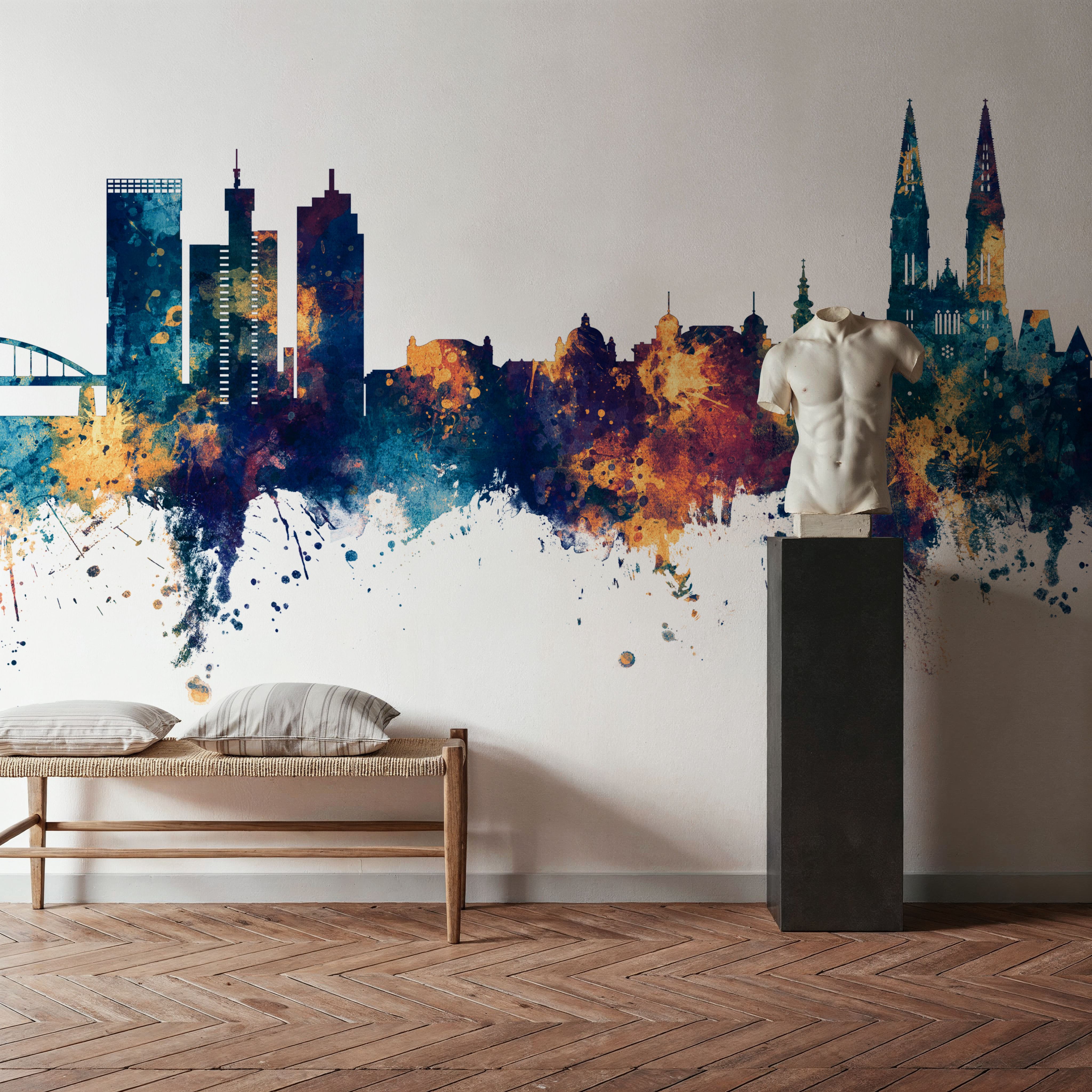 Zagreb Croatia Skyline Blue & Bronze