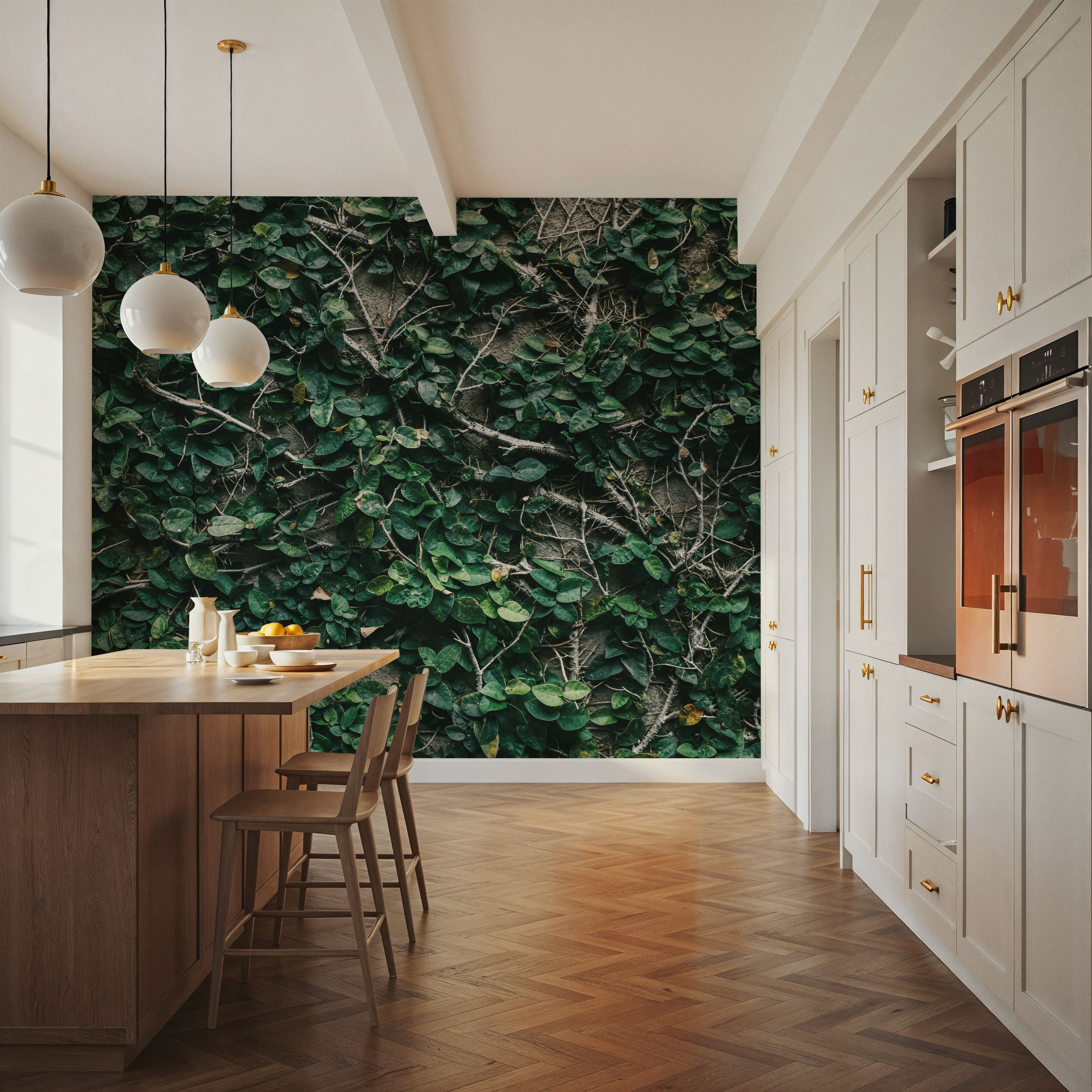 Wall Mural - Ivy Leaves - Foliage Nature mural wallpaper - Green - Living room - Wallism UK - Premium, Textured or Peel & Stick