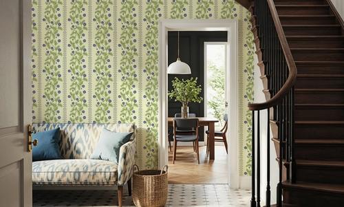 Marigold Stripes, Blue on Cream
