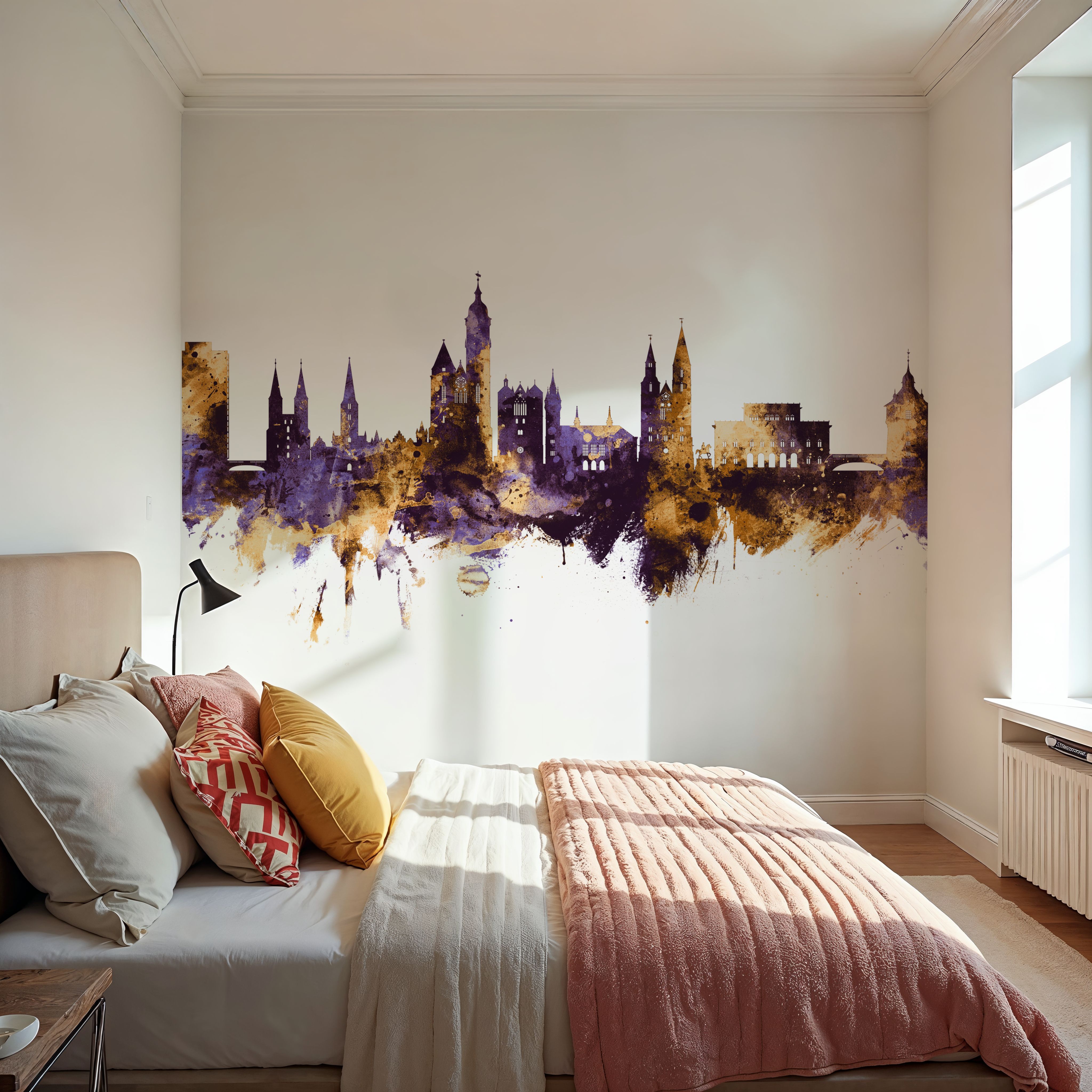 Braunschweig Germany Skyline Purple & Gold