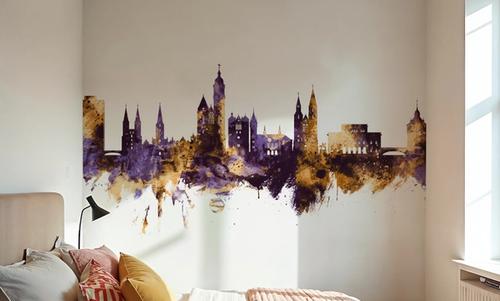 Braunschweig Germany Skyline Purple & Gold