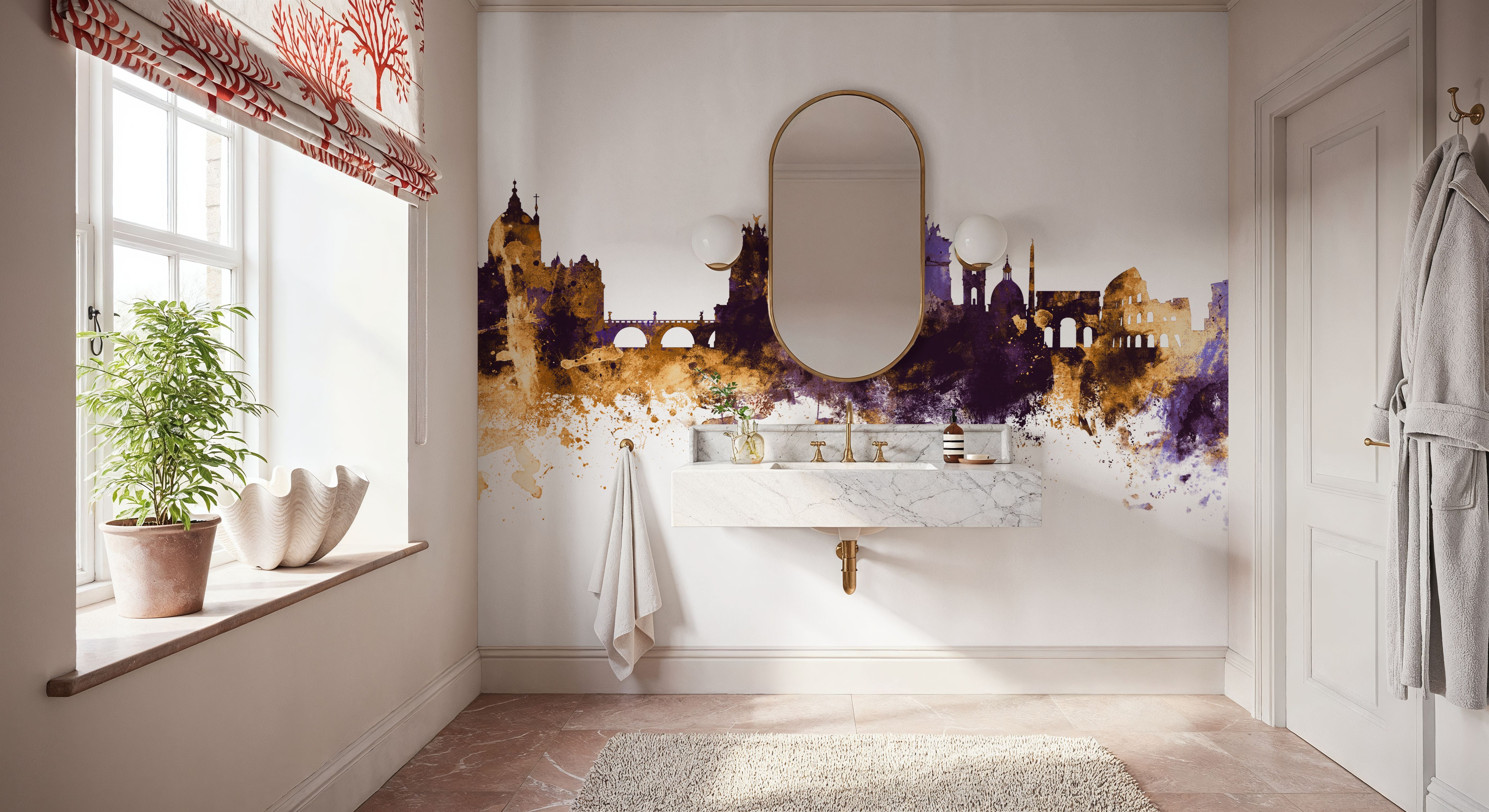 Rome Italy Skyline Purple & Gold