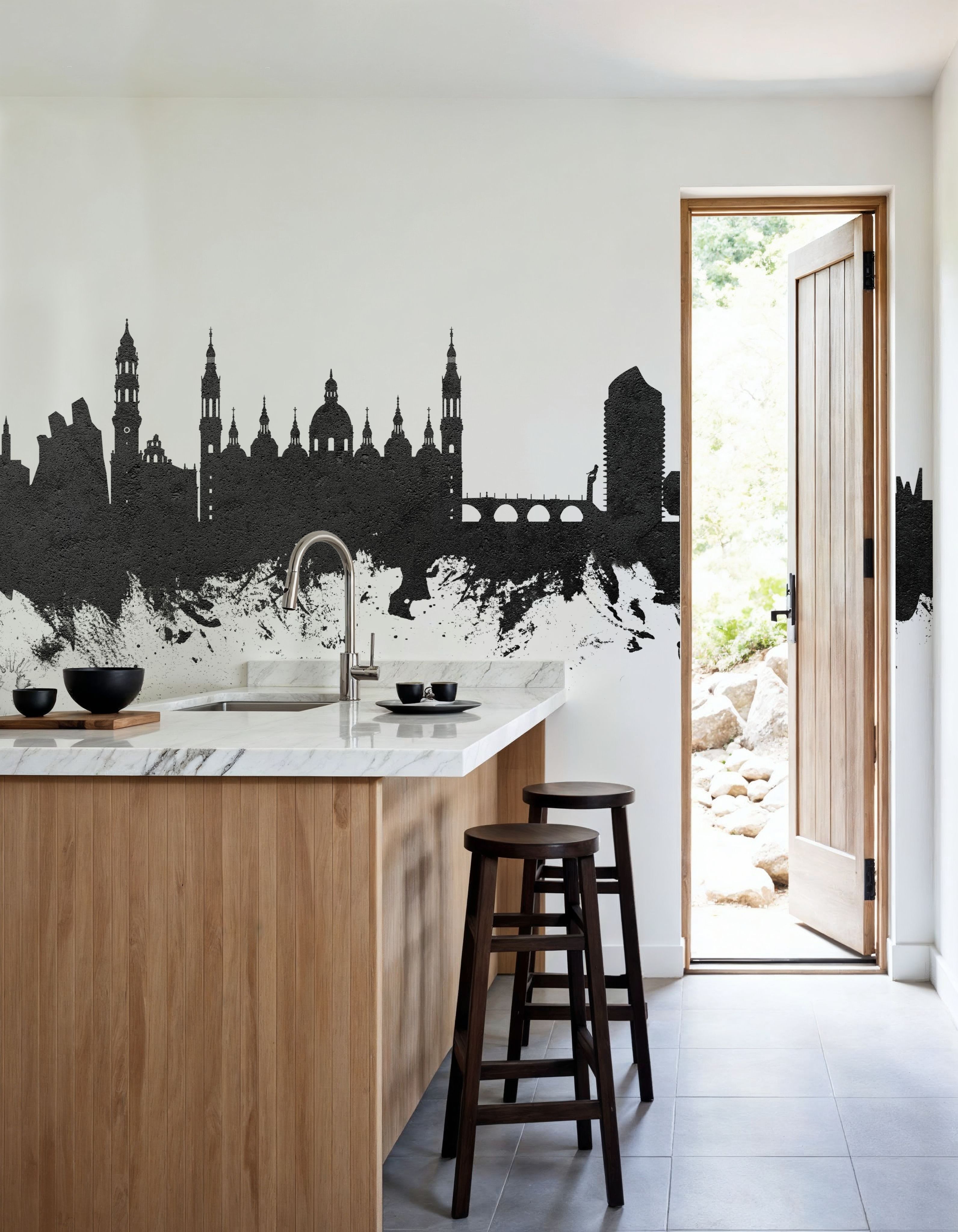 Zaragoza Spain Skyline Black & White